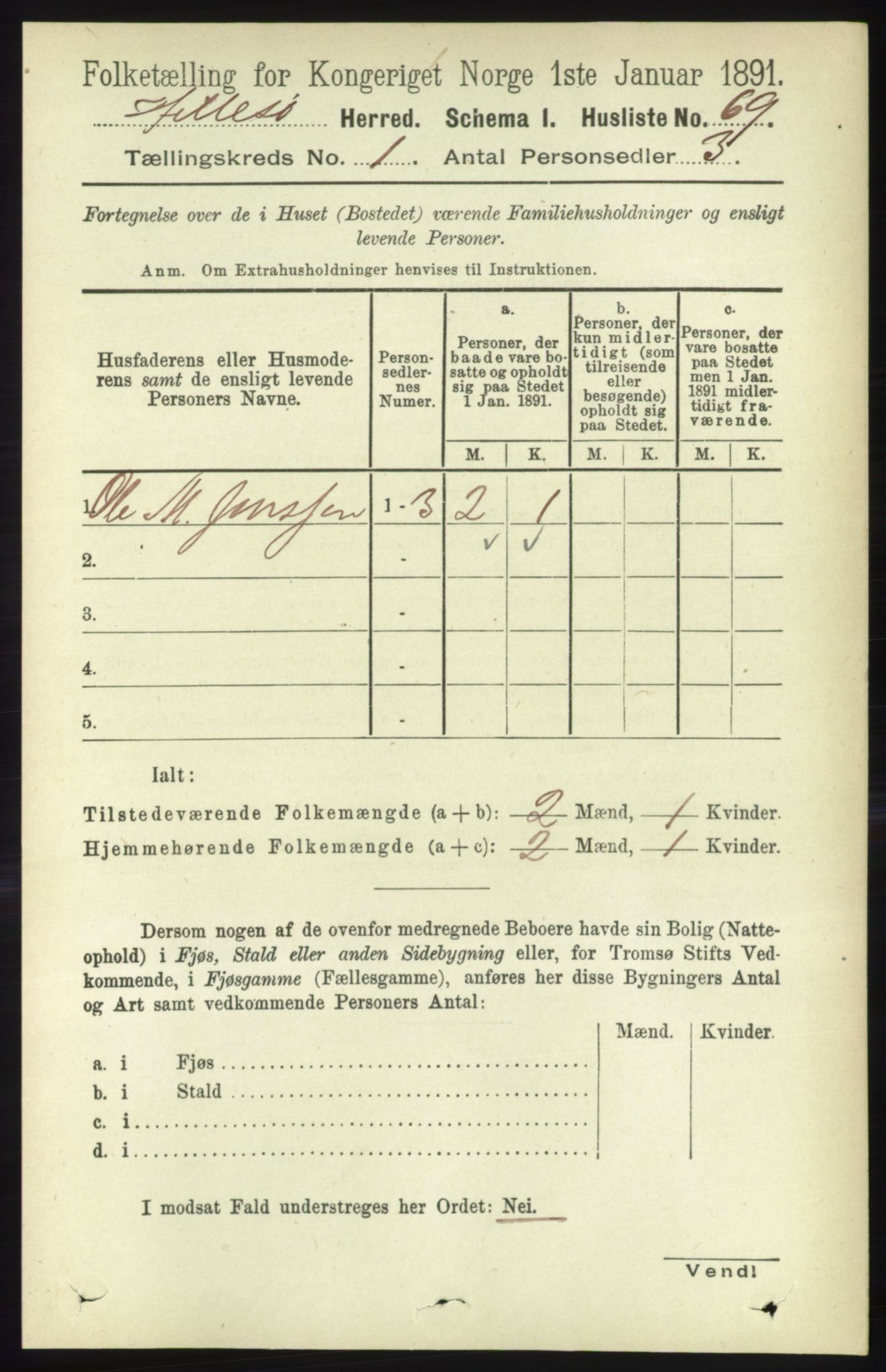 RA, Folketelling 1891 for 1930 Hillesøy herred, 1891, s. 82