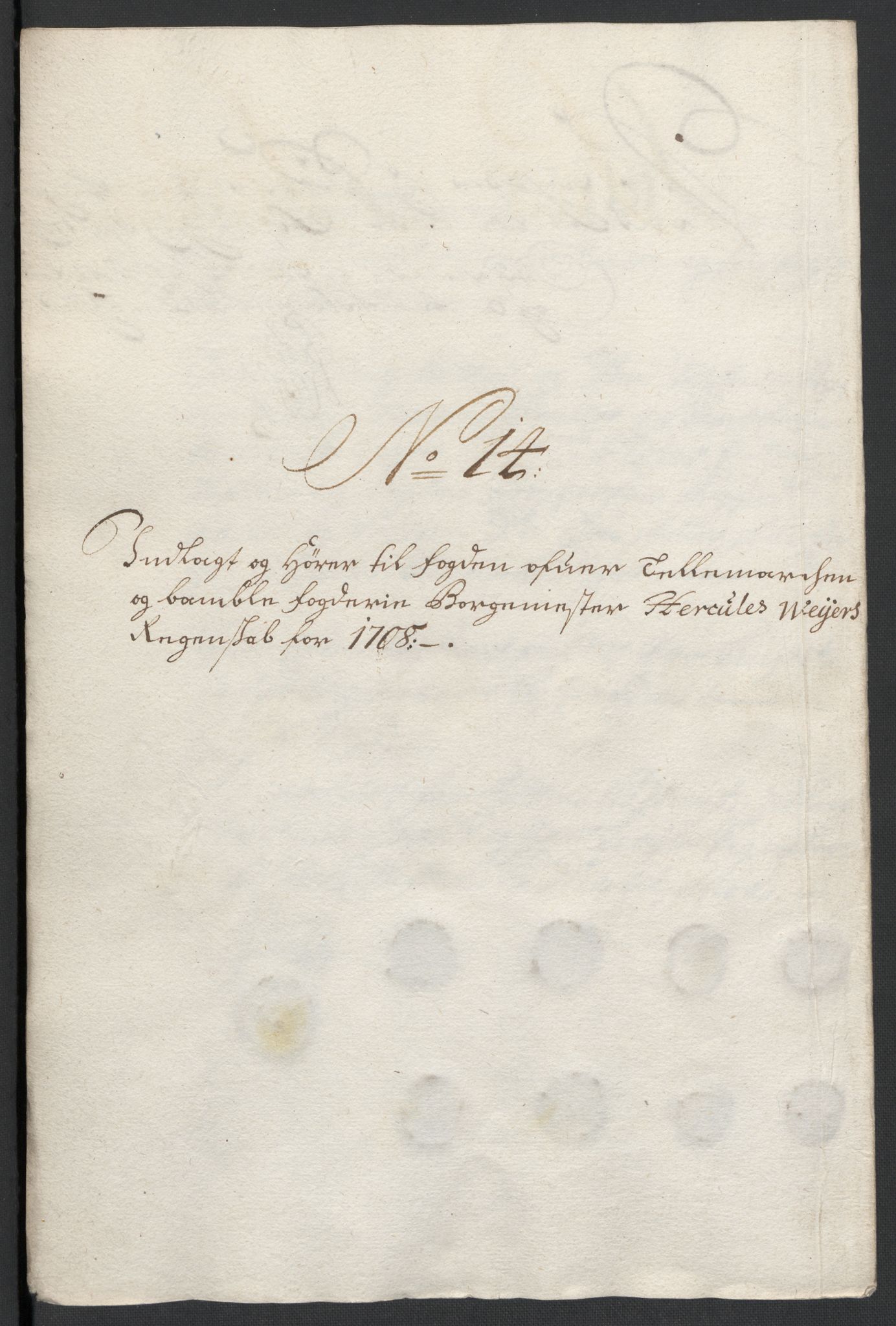 Rentekammeret inntil 1814, Reviderte regnskaper, Fogderegnskap, AV/RA-EA-4092/R36/L2118: Fogderegnskap Øvre og Nedre Telemark og Bamble, 1708-1709, s. 118