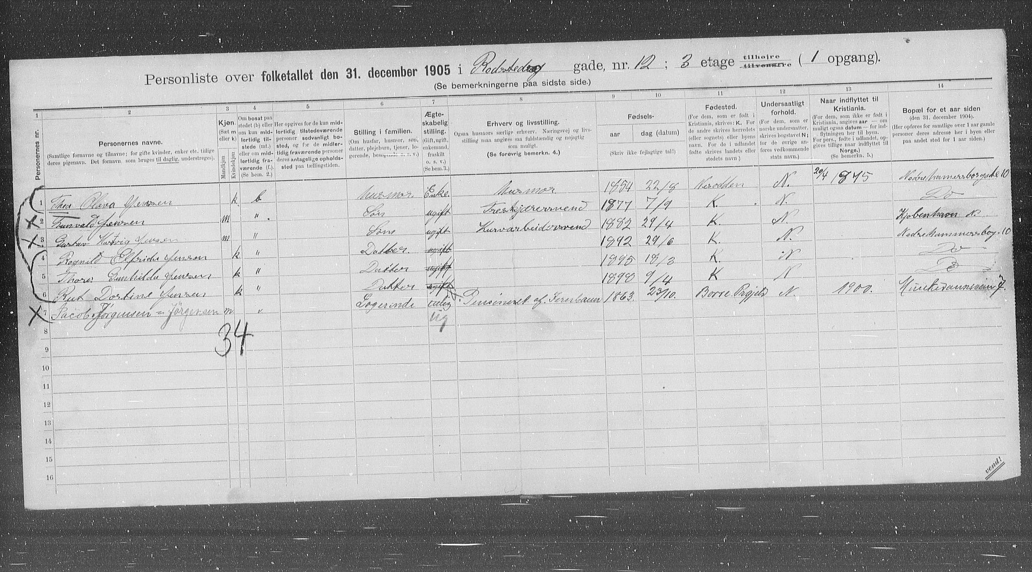 OBA, Kommunal folketelling 31.12.1905 for Kristiania kjøpstad, 1905, s. 44397