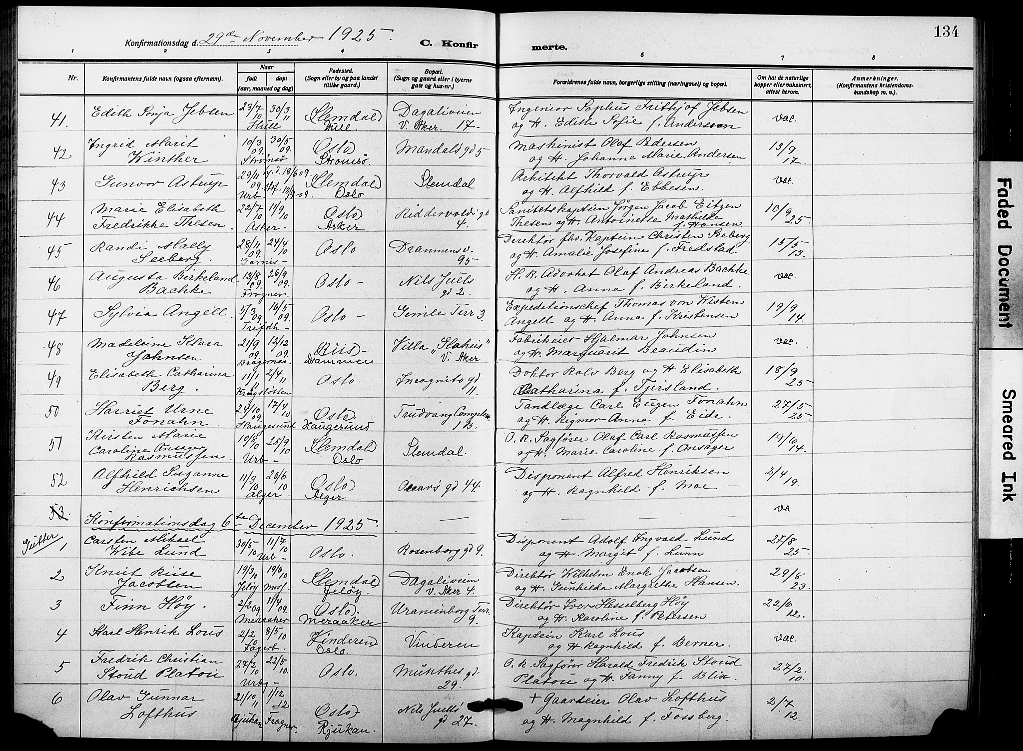 Garnisonsmenigheten Kirkebøker, AV/SAO-A-10846/F/Fa/L0016: Ministerialbok nr. 16, 1922-1930, s. 134