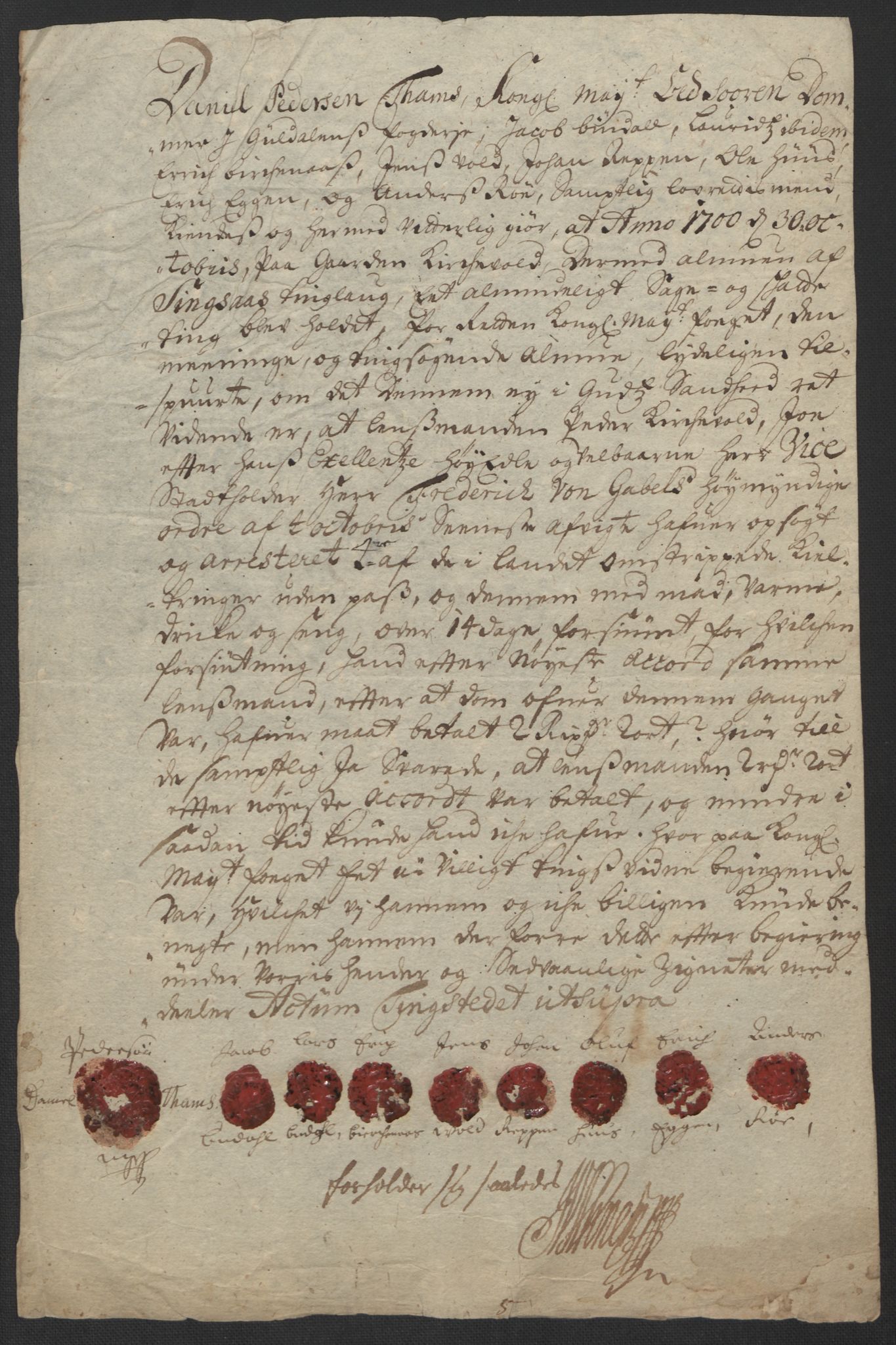 Rentekammeret inntil 1814, Reviderte regnskaper, Fogderegnskap, AV/RA-EA-4092/R60/L3950: Fogderegnskap Orkdal og Gauldal, 1700, s. 451