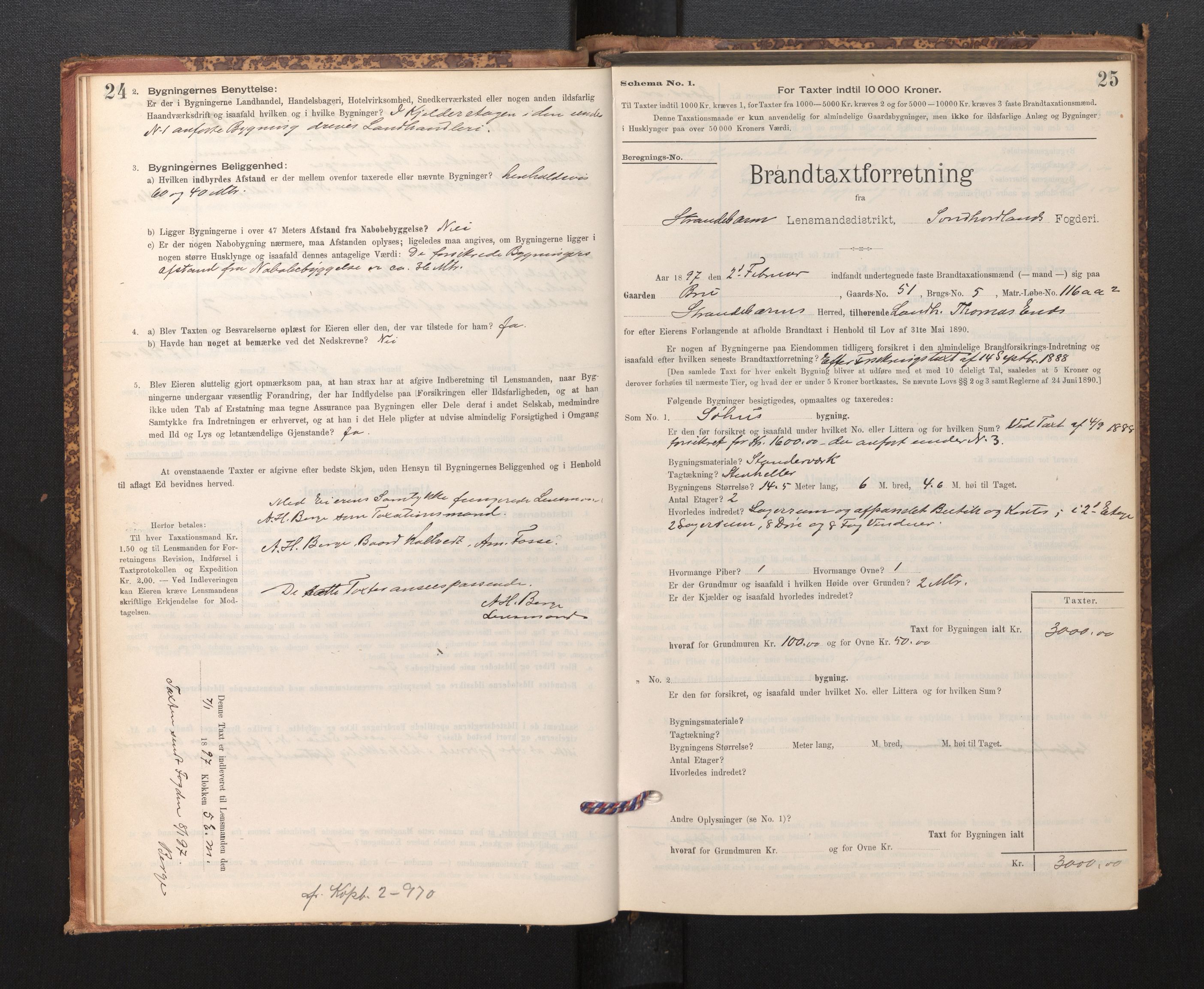Lensmannen i Strandebarm, SAB/A-35101/0012/L0004: Branntakstprotokoll, skjematakst, 1895-1920, s. 24-25