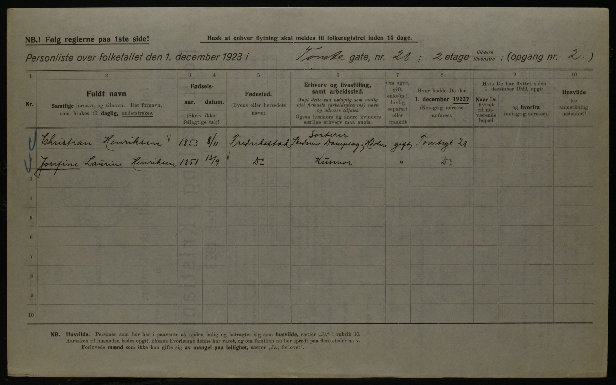 OBA, Kommunal folketelling 1.12.1923 for Kristiania, 1923, s. 125503