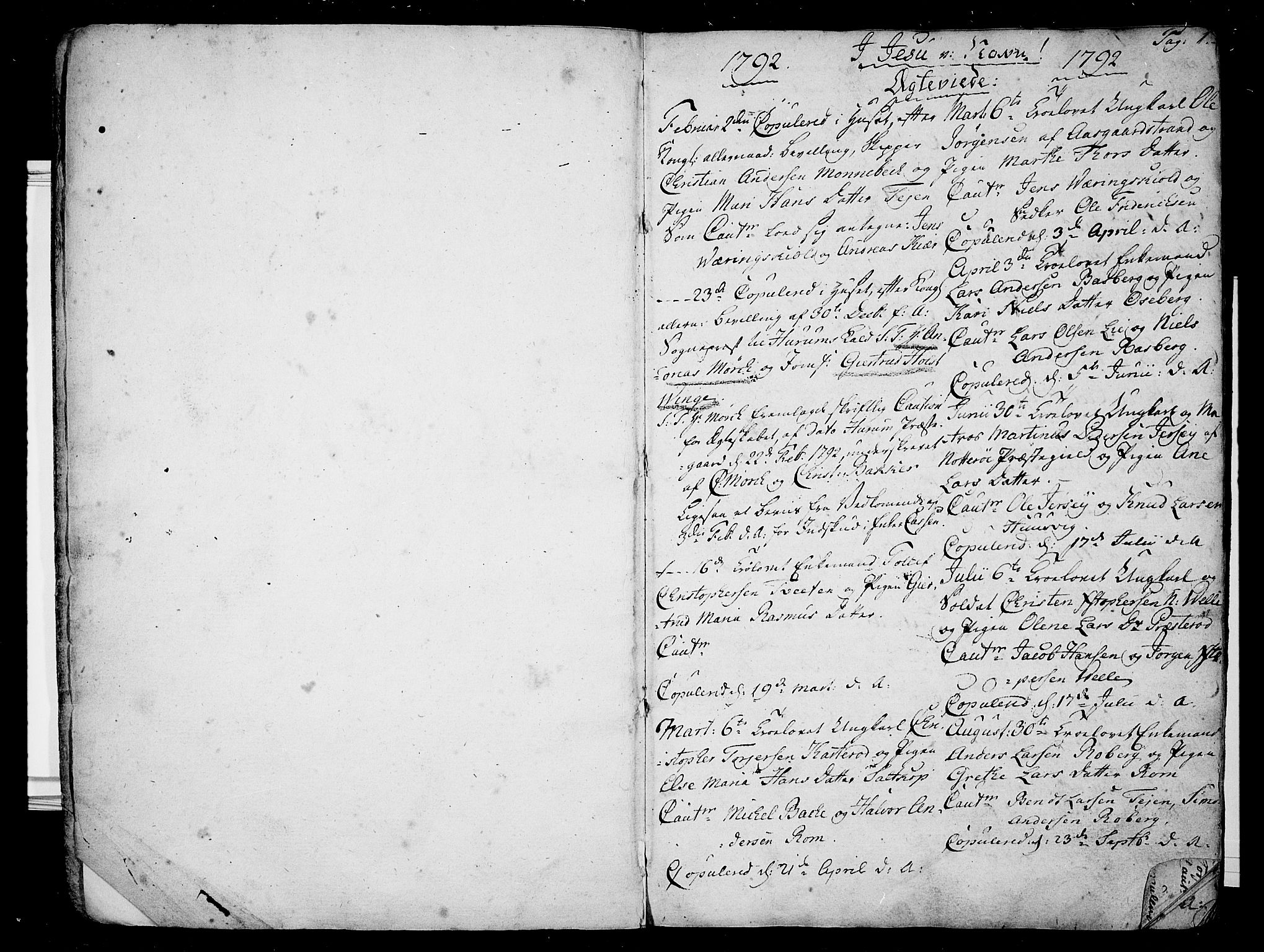 Sem kirkebøker, AV/SAKO-A-5/F/Fb/L0003: Ministerialbok nr. II 3, 1792-1814, s. 1
