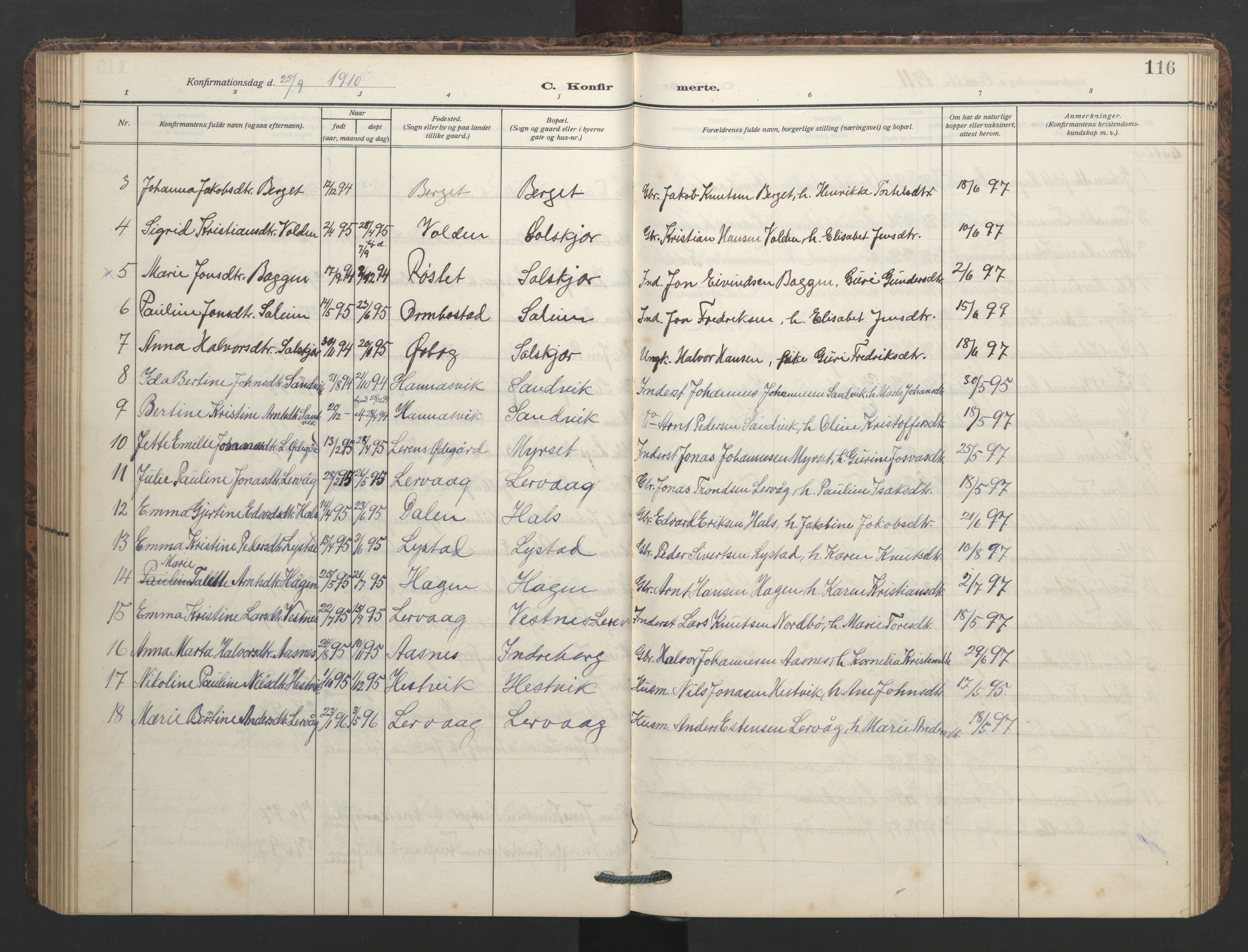 Ministerialprotokoller, klokkerbøker og fødselsregistre - Møre og Romsdal, AV/SAT-A-1454/577/L0897: Klokkerbok nr. 577C01, 1909-1946, s. 116