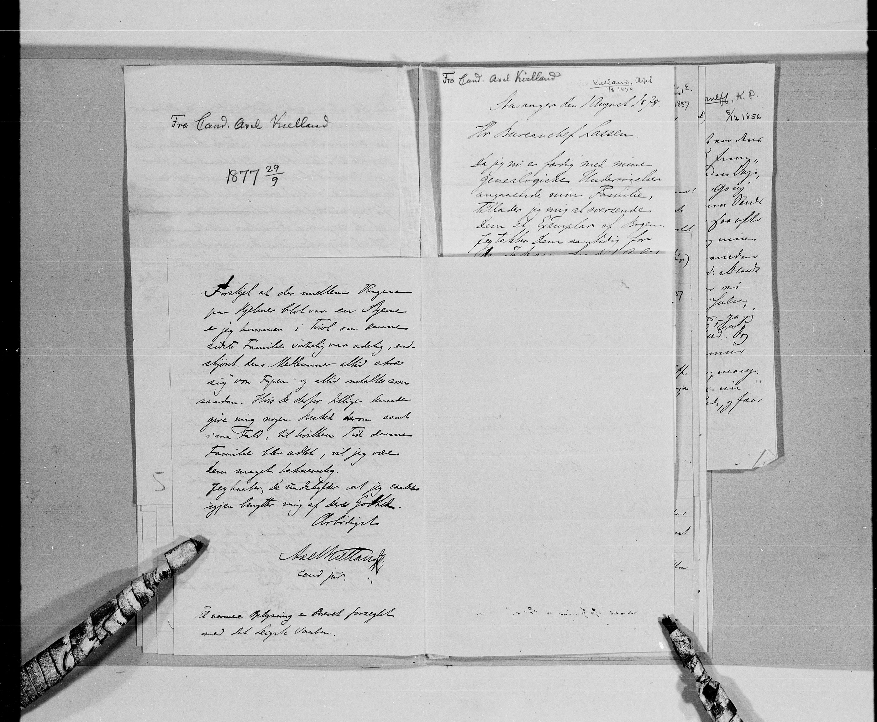 Lassens samlinger, AV/RA-PA-0051/G/L0099: Alfabetisk ordnede brev til Wilhelm Lassen: Keyser - Nissen, 1815-1907, s. 11