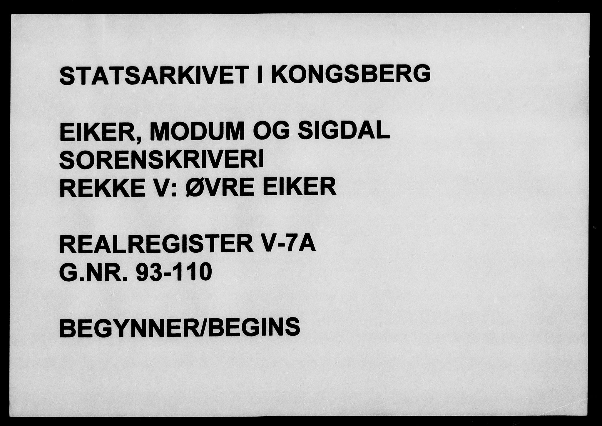 Eiker, Modum og Sigdal sorenskriveri, SAKO/A-123/G/Gb/Gbe/L0007a: Panteregister nr. V 7a