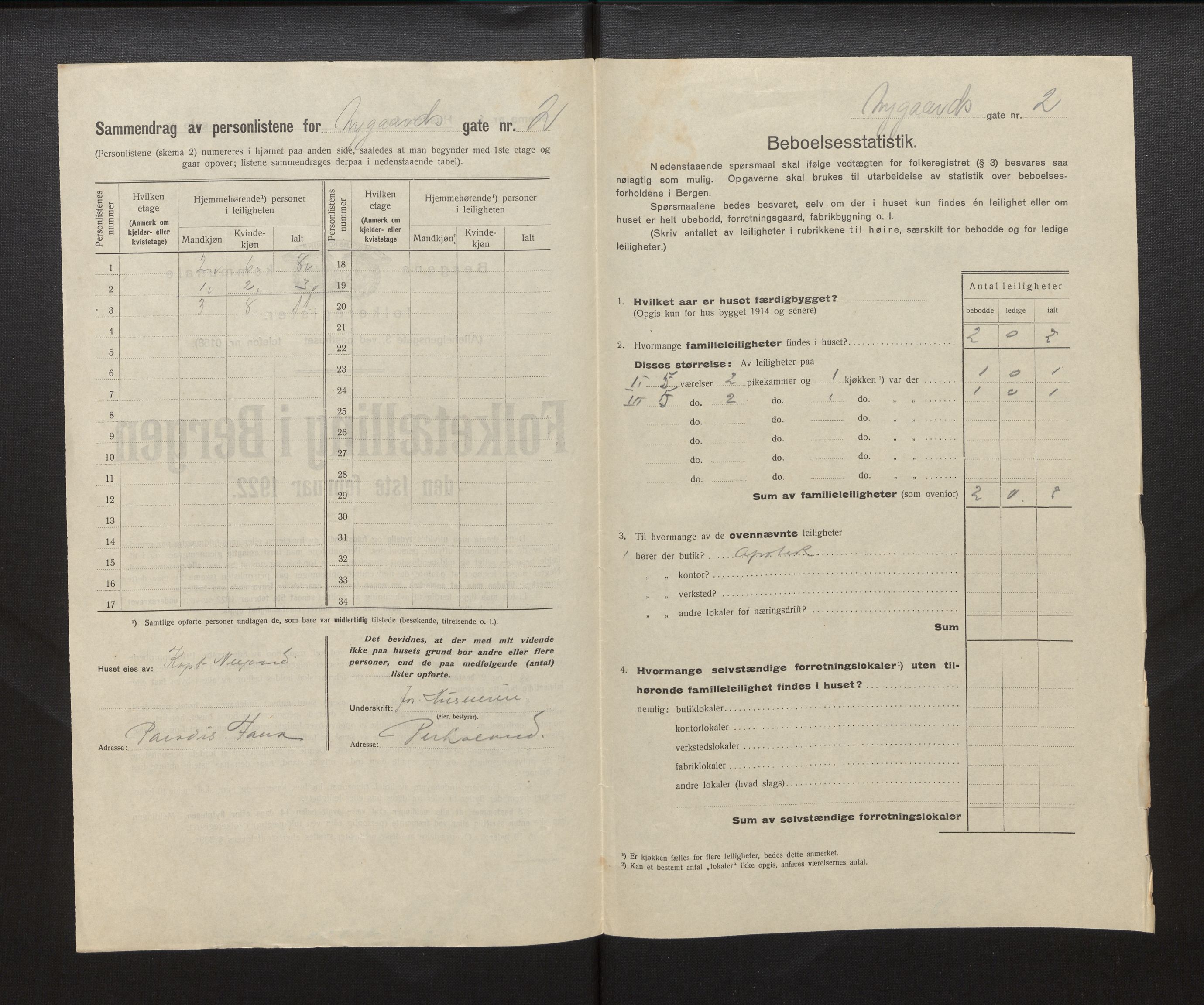 SAB, Kommunal folketelling 1922 for Bergen kjøpstad, 1922, s. 28187