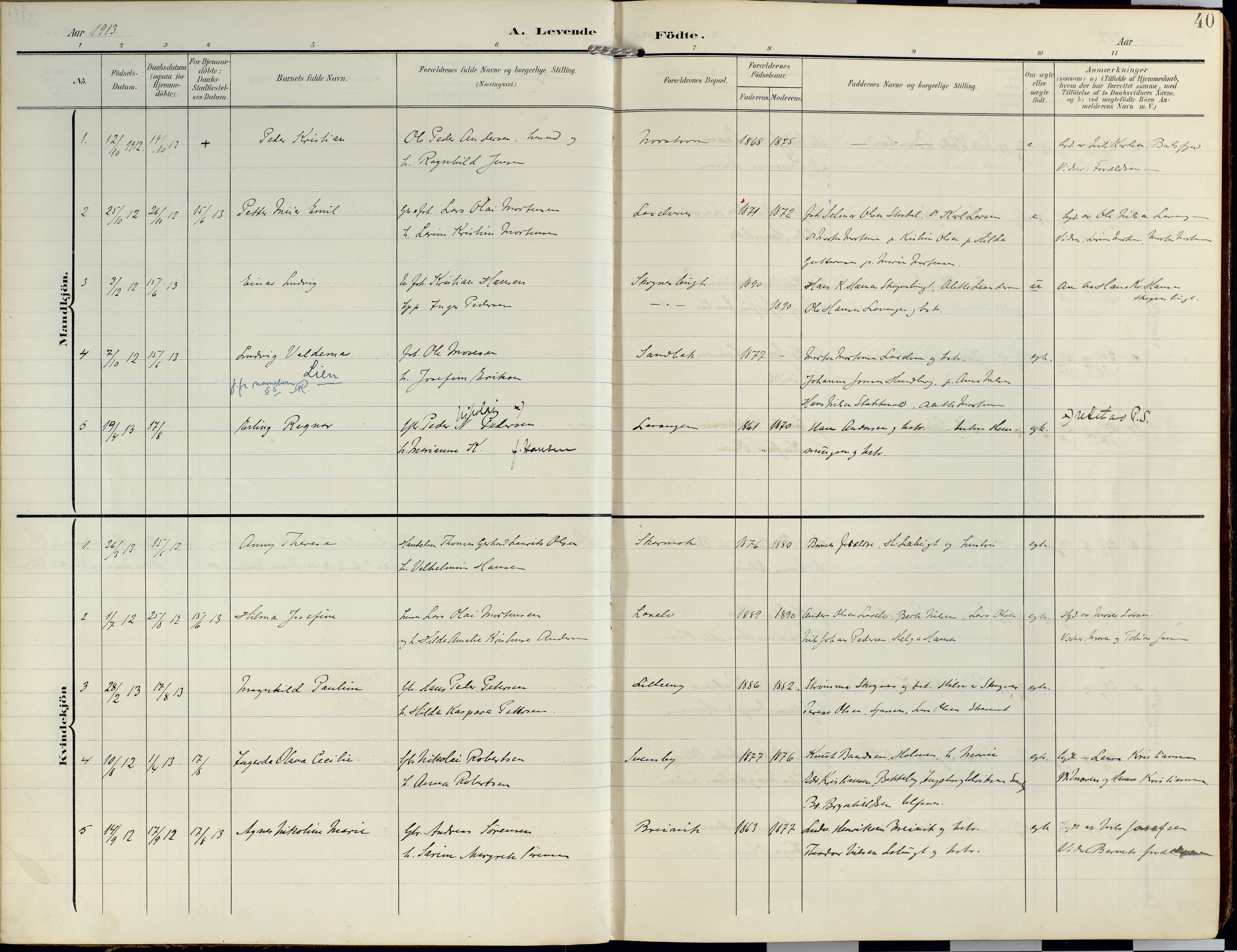 Lyngen sokneprestembete, SATØ/S-1289/H/He/Hea/L0014kirke: Ministerialbok nr. 14, 1905-1920, s. 40