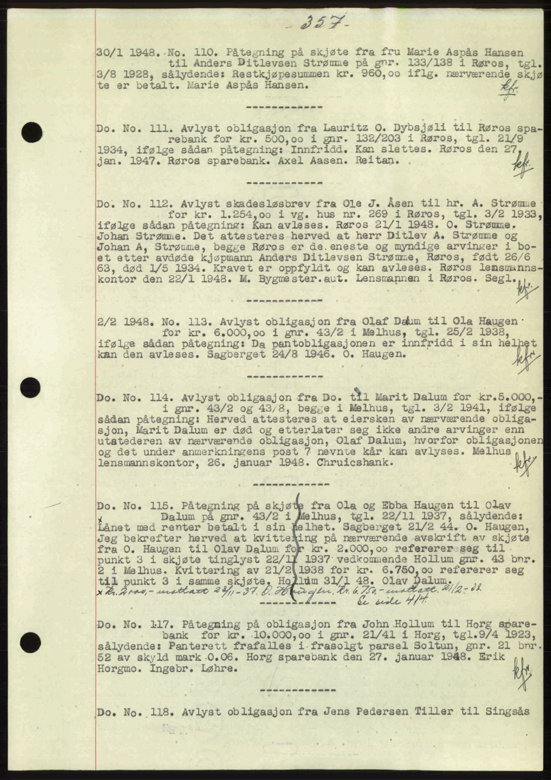 Gauldal sorenskriveri, SAT/A-0014/1/2/2C: Pantebok nr. A5, 1947-1948, Dagboknr: 110/1948
