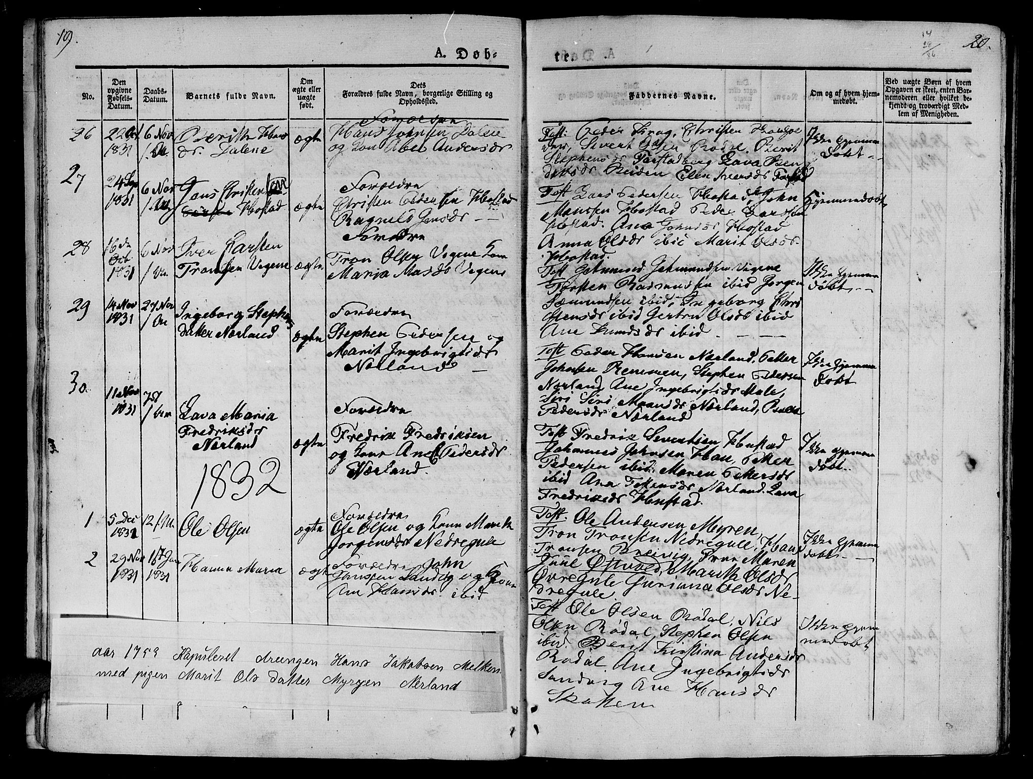 Ministerialprotokoller, klokkerbøker og fødselsregistre - Møre og Romsdal, AV/SAT-A-1454/566/L0765: Ministerialbok nr. 566A04, 1829-1841, s. 19-20