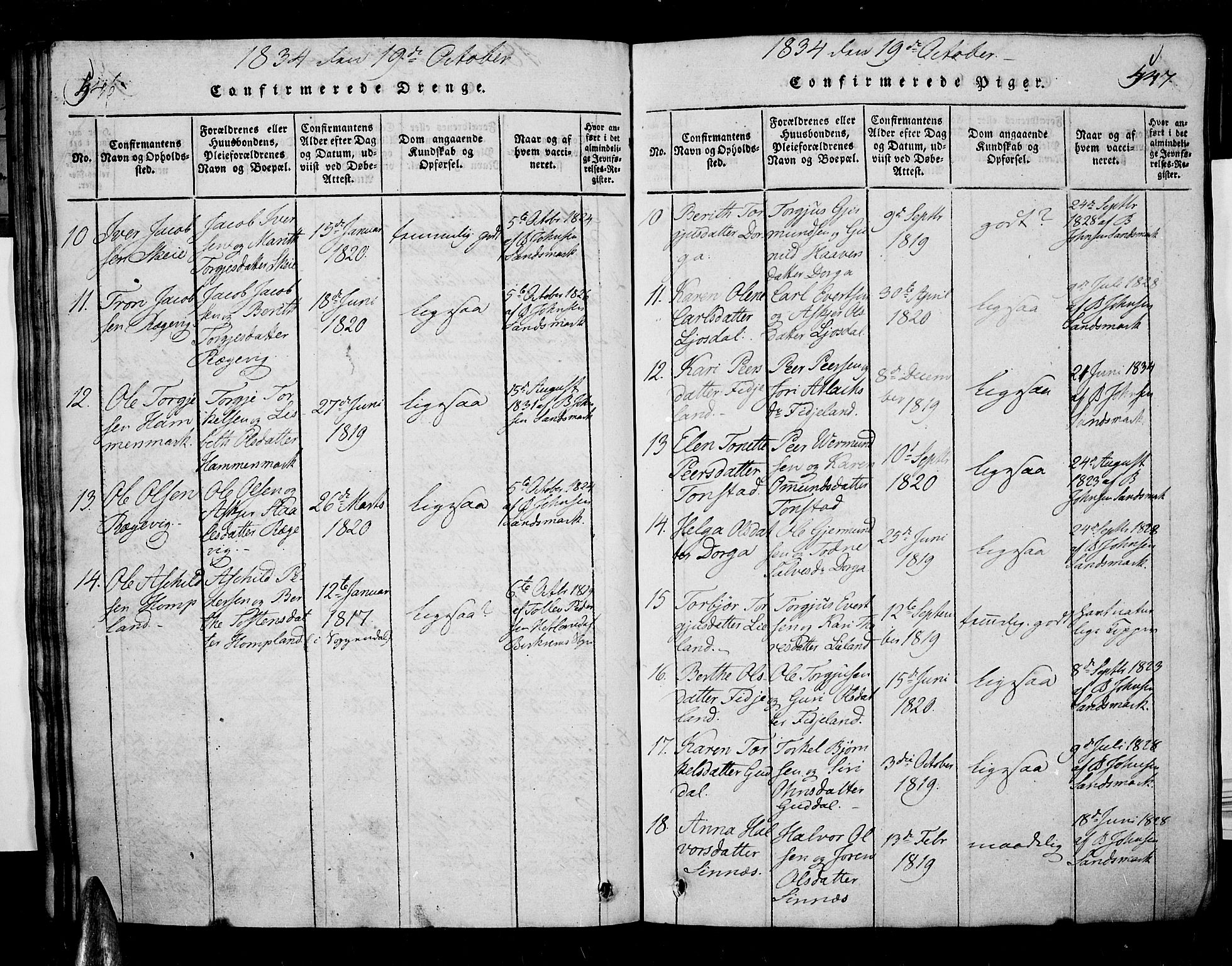 Sirdal sokneprestkontor, AV/SAK-1111-0036/F/Fa/Fab/L0001: Ministerialbok nr. A 1, 1815-1834, s. 546-547