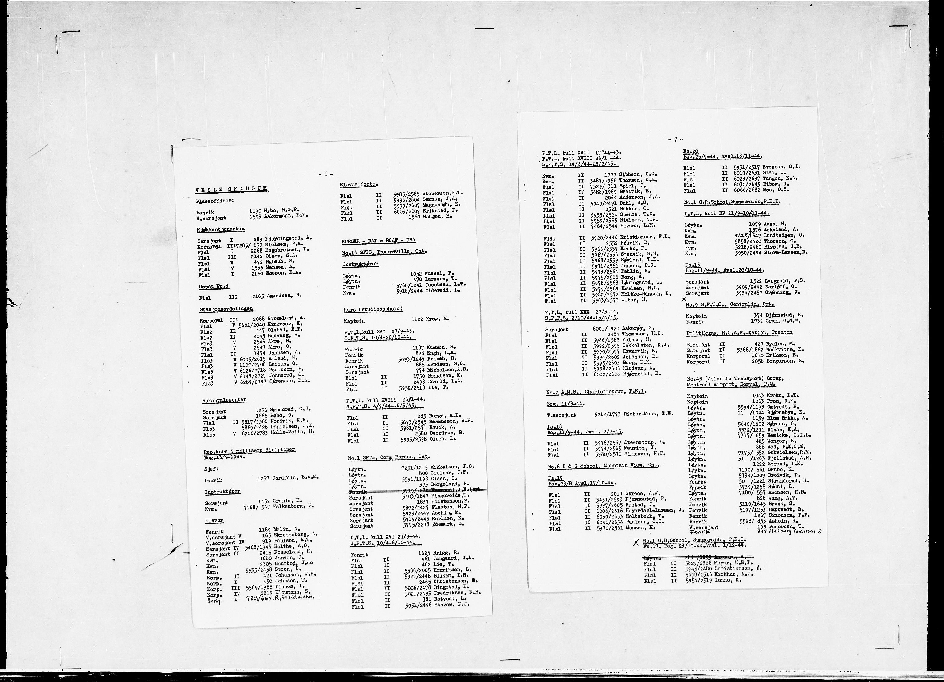 Forsvaret, Flyvåpnenes treningsleir 1940-1945, RA/RAFA-3974/V/L0038: Ekspedisjonskontoret. 8. Personellkontoret, 1940-1945