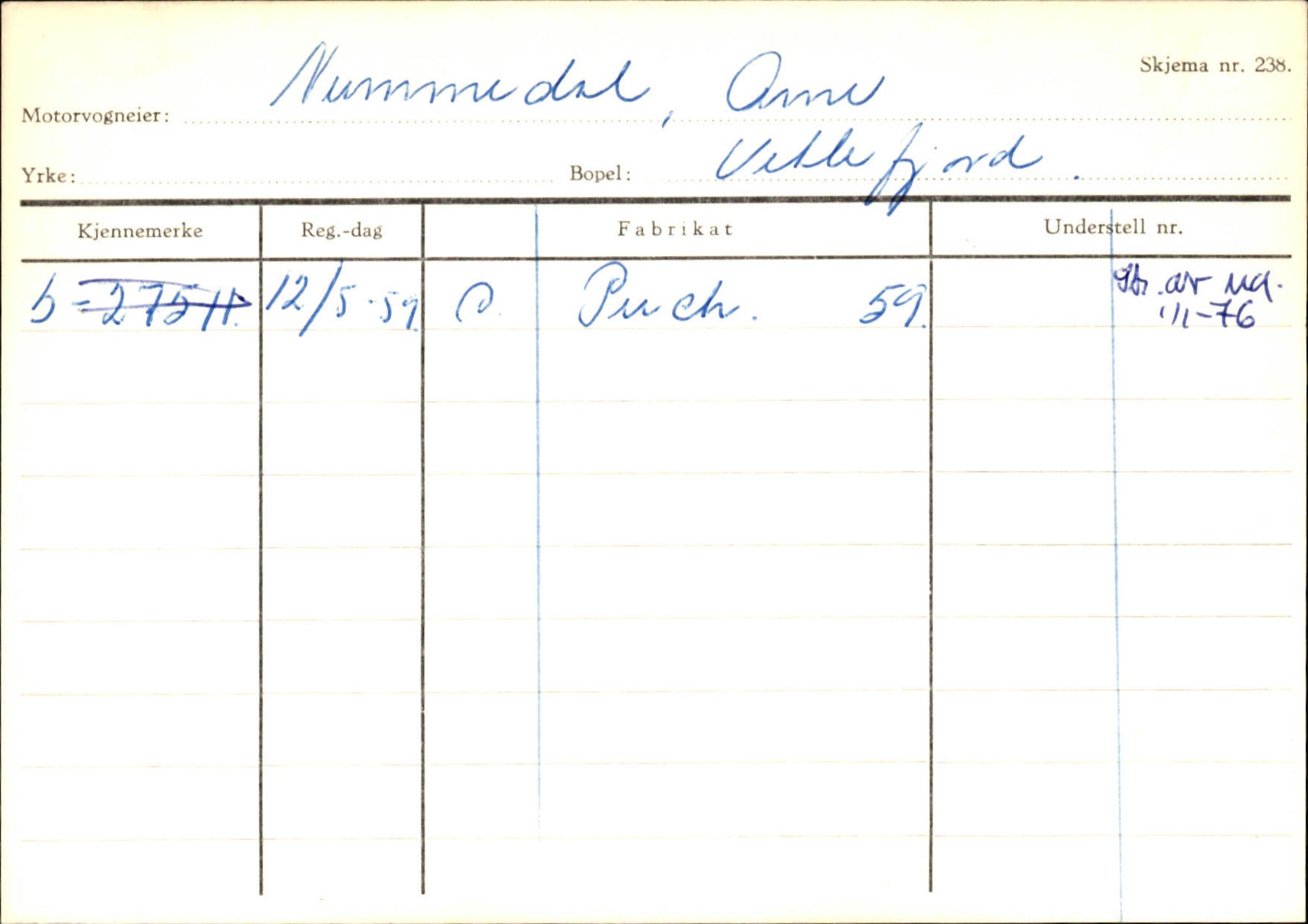 Statens vegvesen, Sogn og Fjordane vegkontor, AV/SAB-A-5301/4/F/L0132: Eigarregister Askvoll A-Å. Balestrand A-Å, 1945-1975, s. 2196