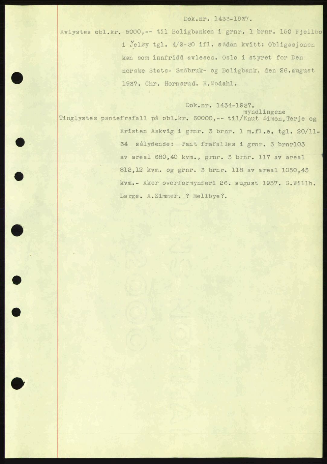Moss sorenskriveri, SAO/A-10168: Pantebok nr. B4, 1937-1938, Dagboknr: 1433/1937
