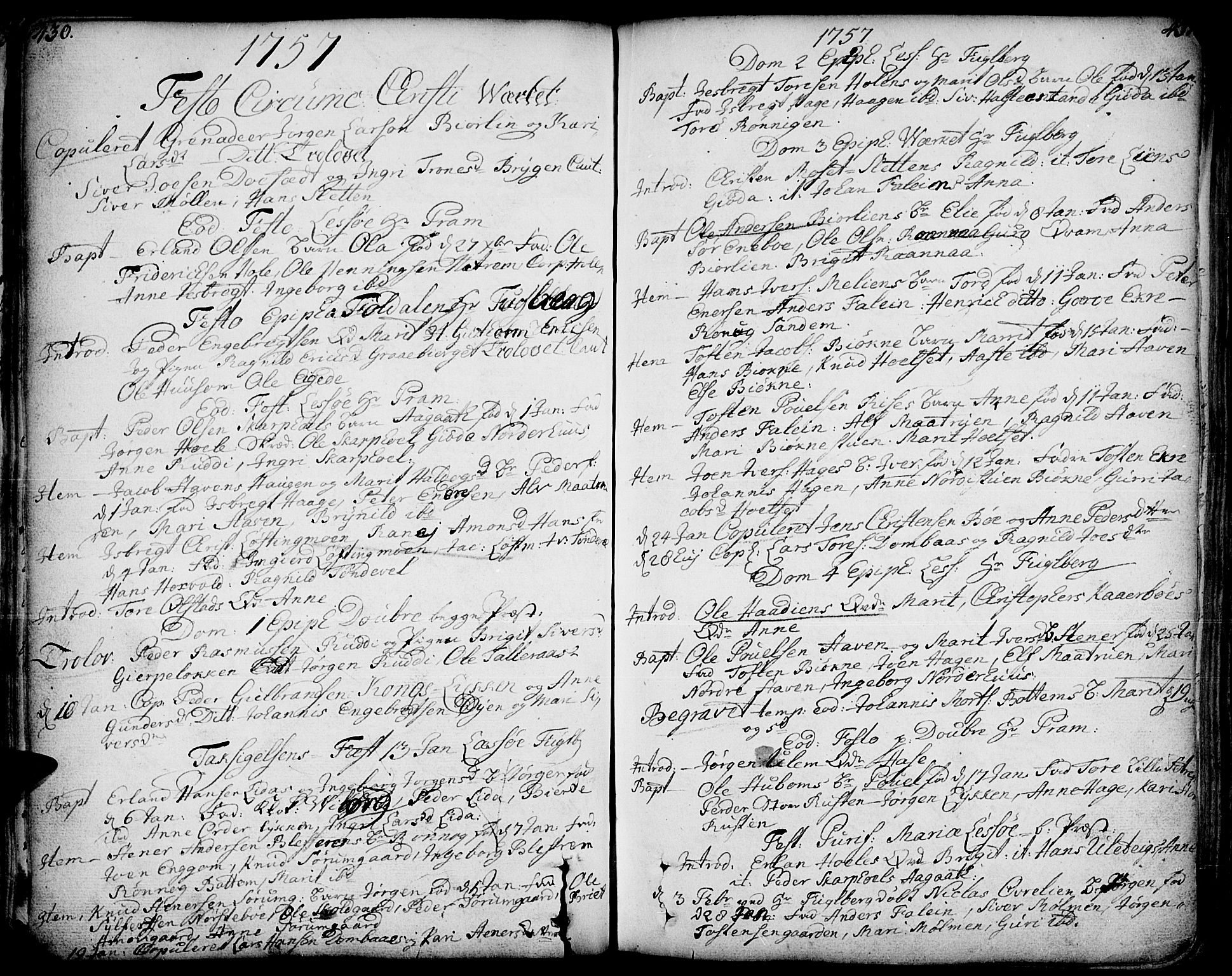 Lesja prestekontor, AV/SAH-PREST-068/H/Ha/Haa/L0002: Ministerialbok nr. 2, 1732-1776, s. 430-431