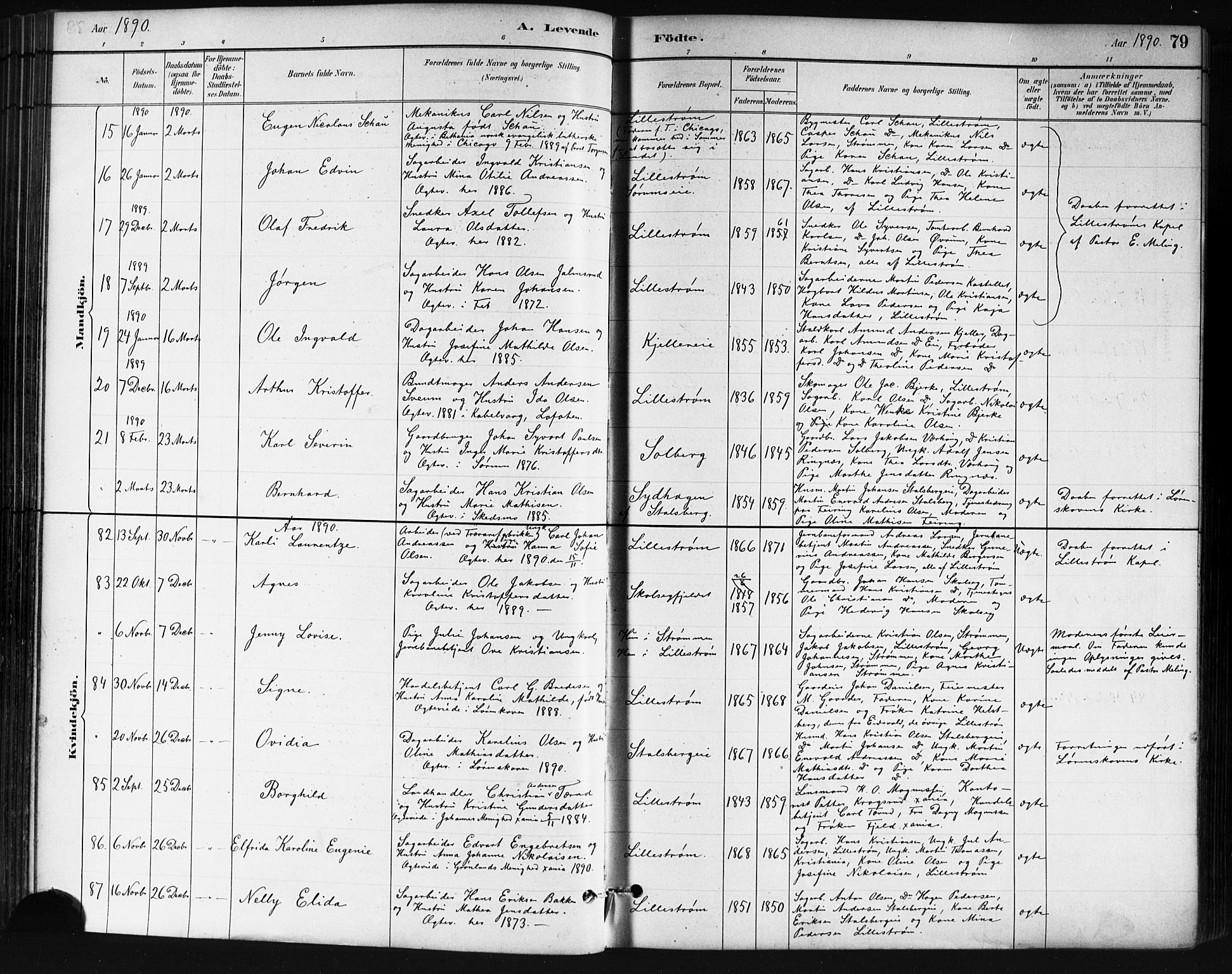 Skedsmo prestekontor Kirkebøker, AV/SAO-A-10033a/G/Ga/L0004: Klokkerbok nr. I 4, 1883-1895, s. 79