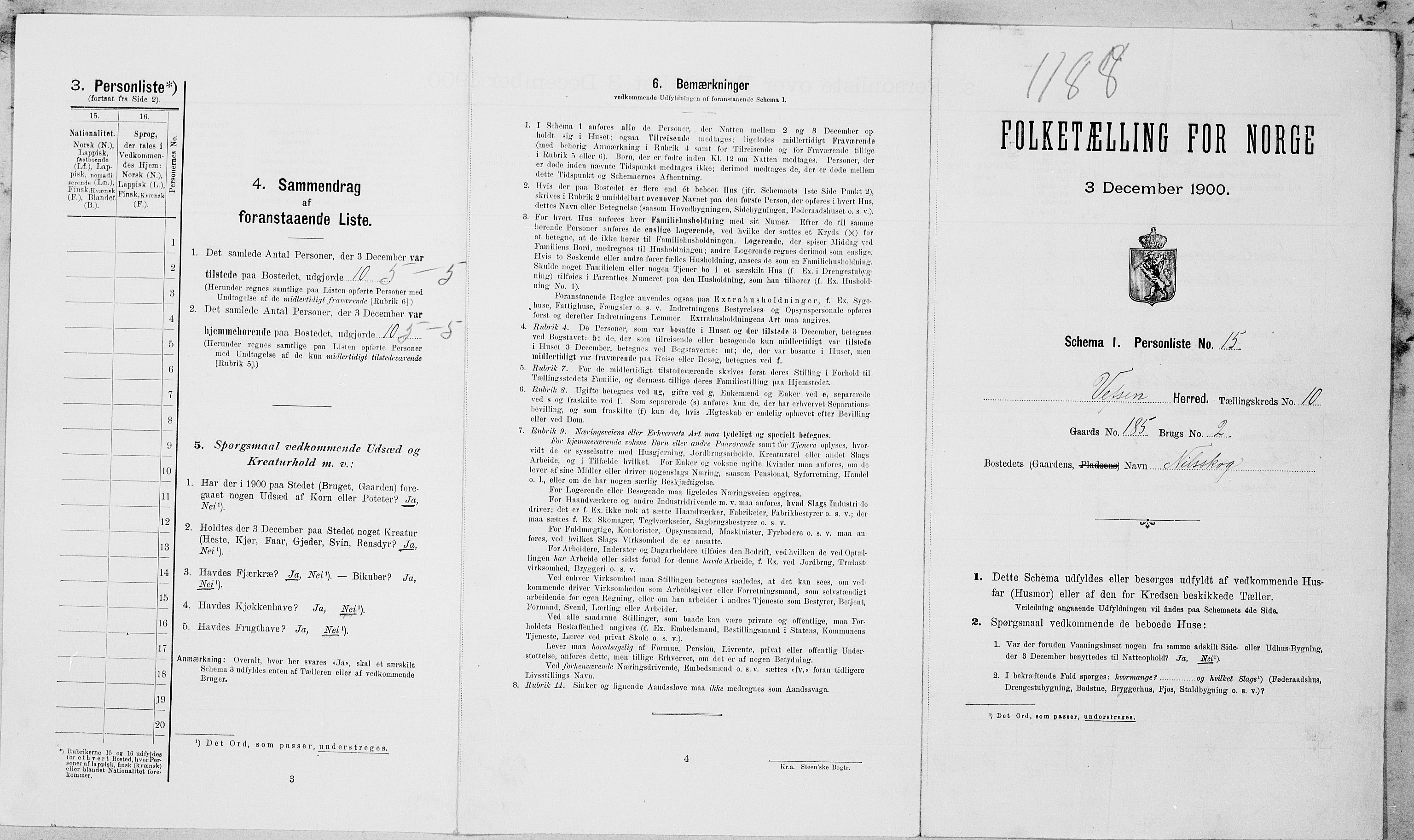 SAT, Folketelling 1900 for 1824 Vefsn herred, 1900, s. 907