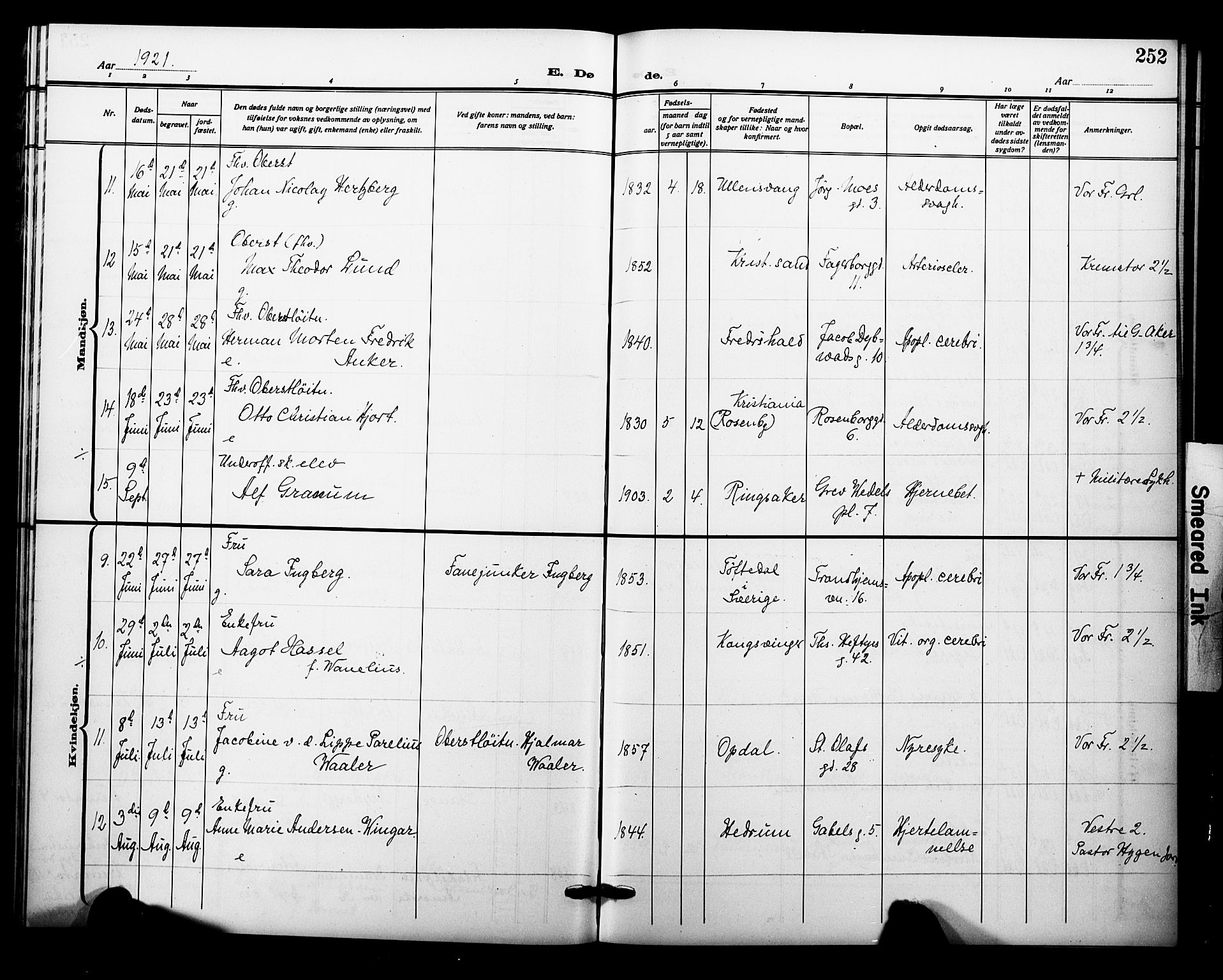 Garnisonsmenigheten Kirkebøker, AV/SAO-A-10846/F/Fa/L0015: Ministerialbok nr. 15, 1915-1921, s. 252
