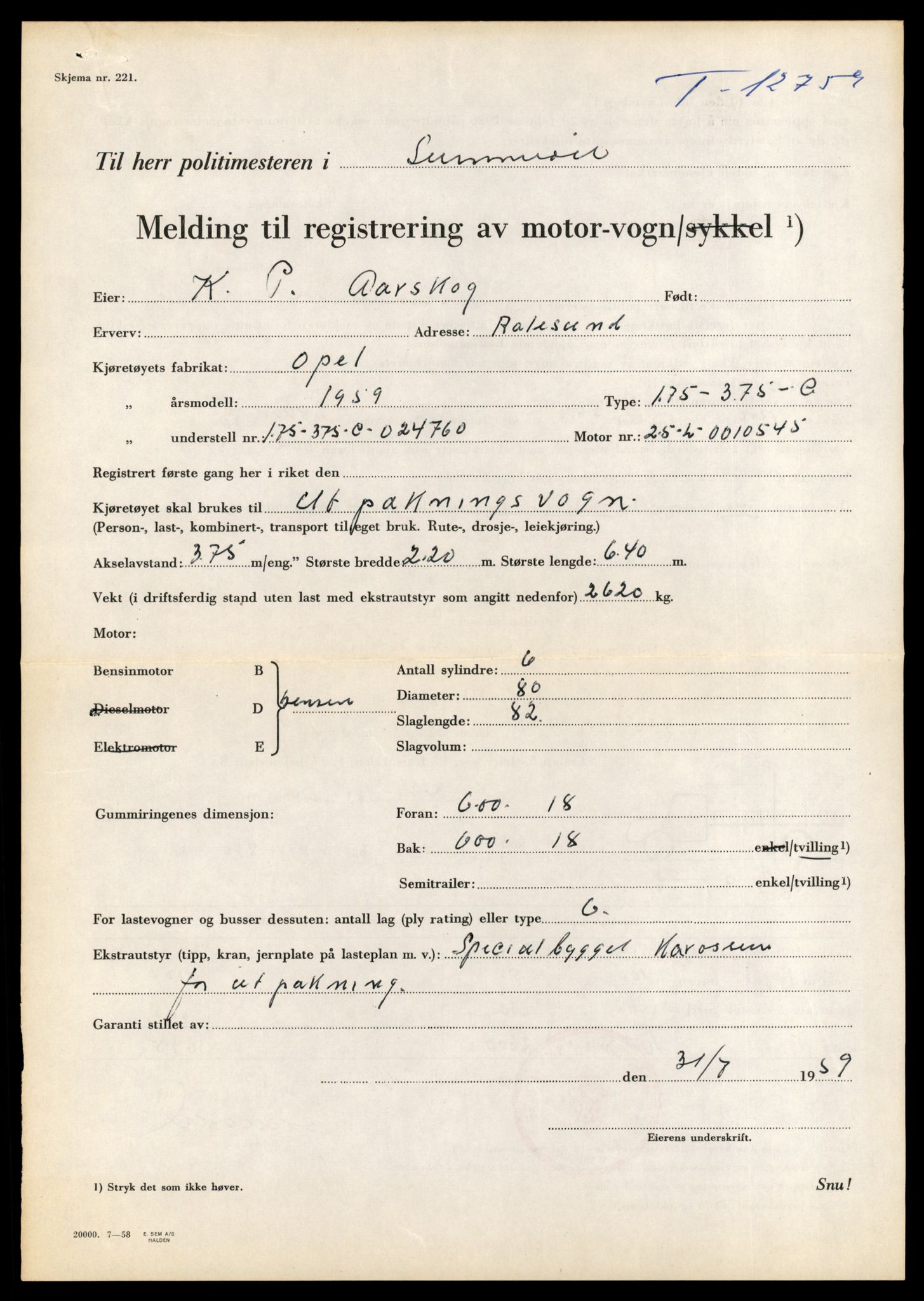 Møre og Romsdal vegkontor - Ålesund trafikkstasjon, AV/SAT-A-4099/F/Fe/L0035: Registreringskort for kjøretøy T 12653 - T 12829, 1927-1998, s. 2508