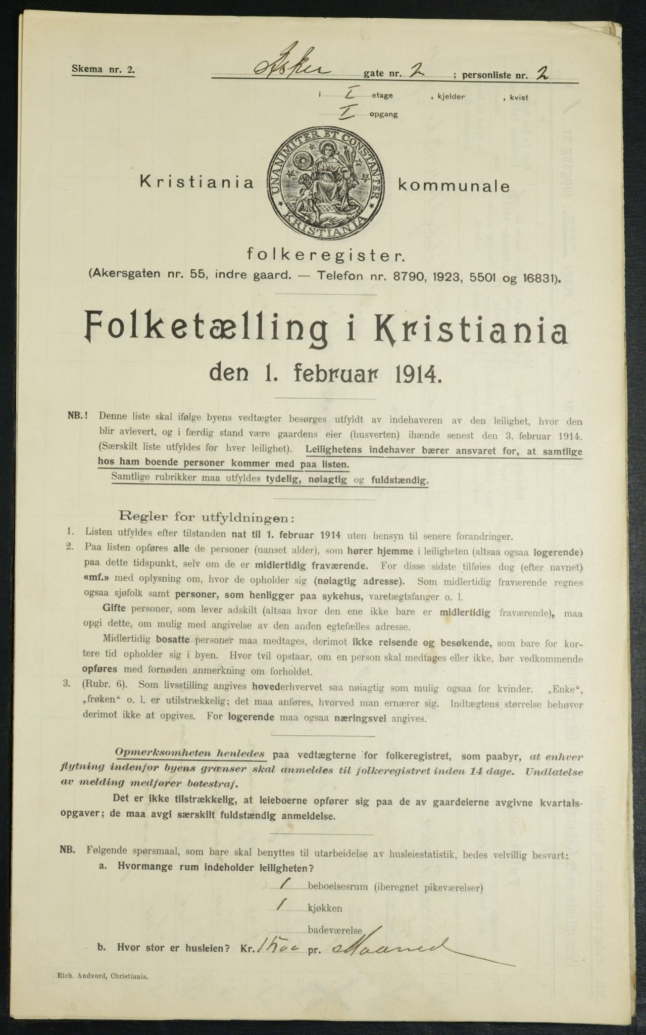 OBA, Kommunal folketelling 1.2.1914 for Kristiania, 1914, s. 2519