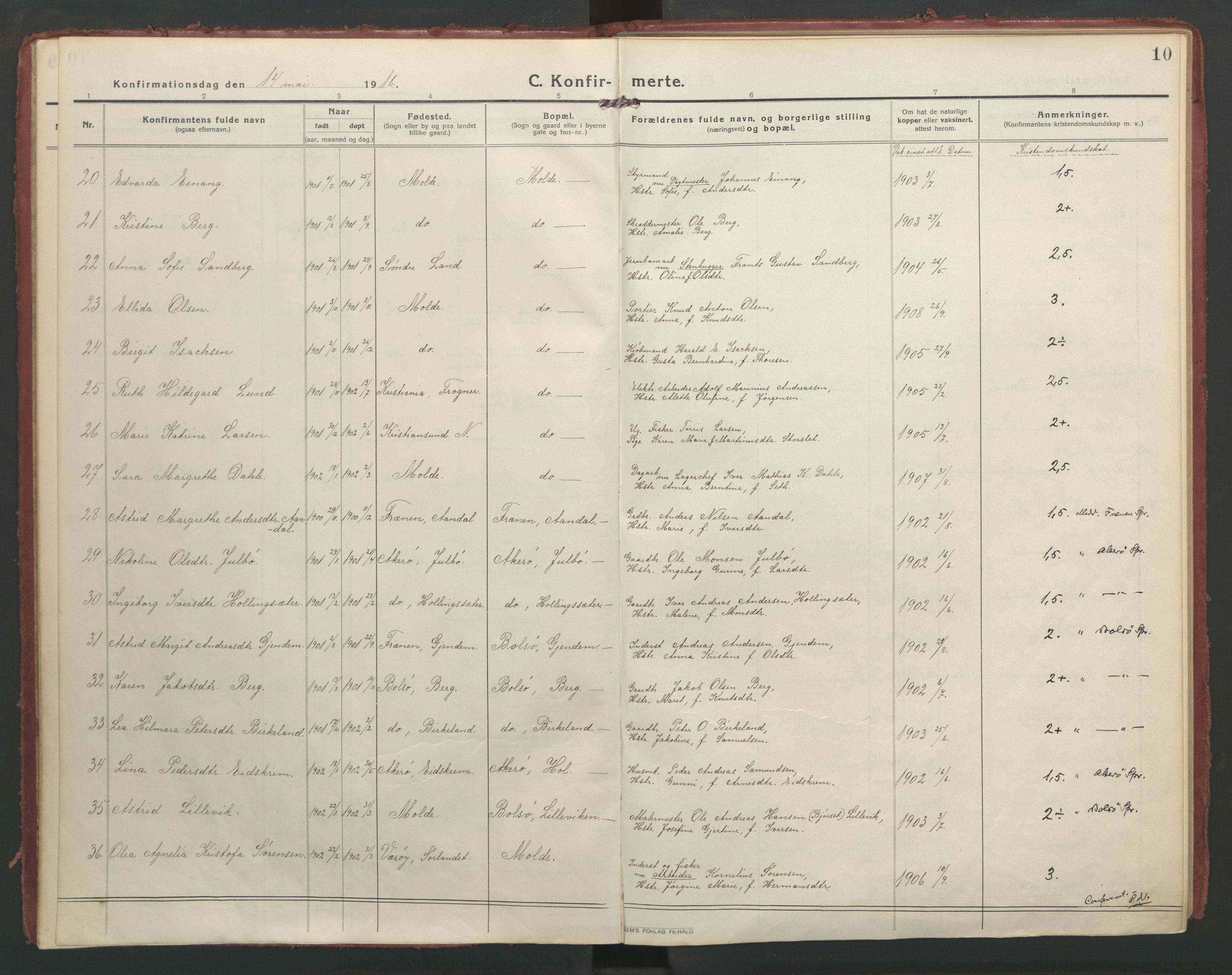 Ministerialprotokoller, klokkerbøker og fødselsregistre - Møre og Romsdal, SAT/A-1454/558/L0695: Ministerialbok nr. 558A09, 1915-1942, s. 10