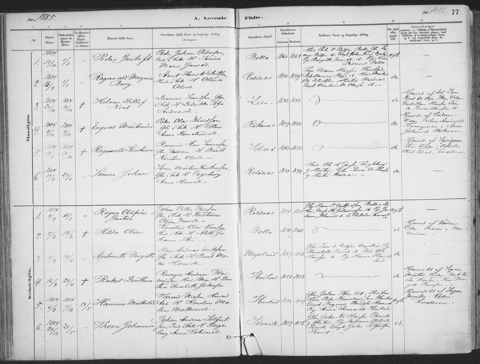 Ibestad sokneprestembete, AV/SATØ-S-0077/H/Ha/Haa/L0011kirke: Ministerialbok nr. 11, 1880-1889, s. 77