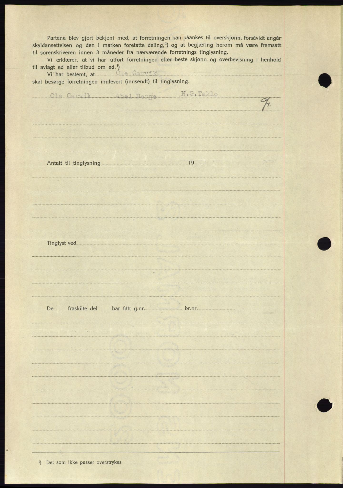 Søre Sunnmøre sorenskriveri, AV/SAT-A-4122/1/2/2C/L0077: Pantebok nr. 3A, 1945-1946, Dagboknr: 405/1945