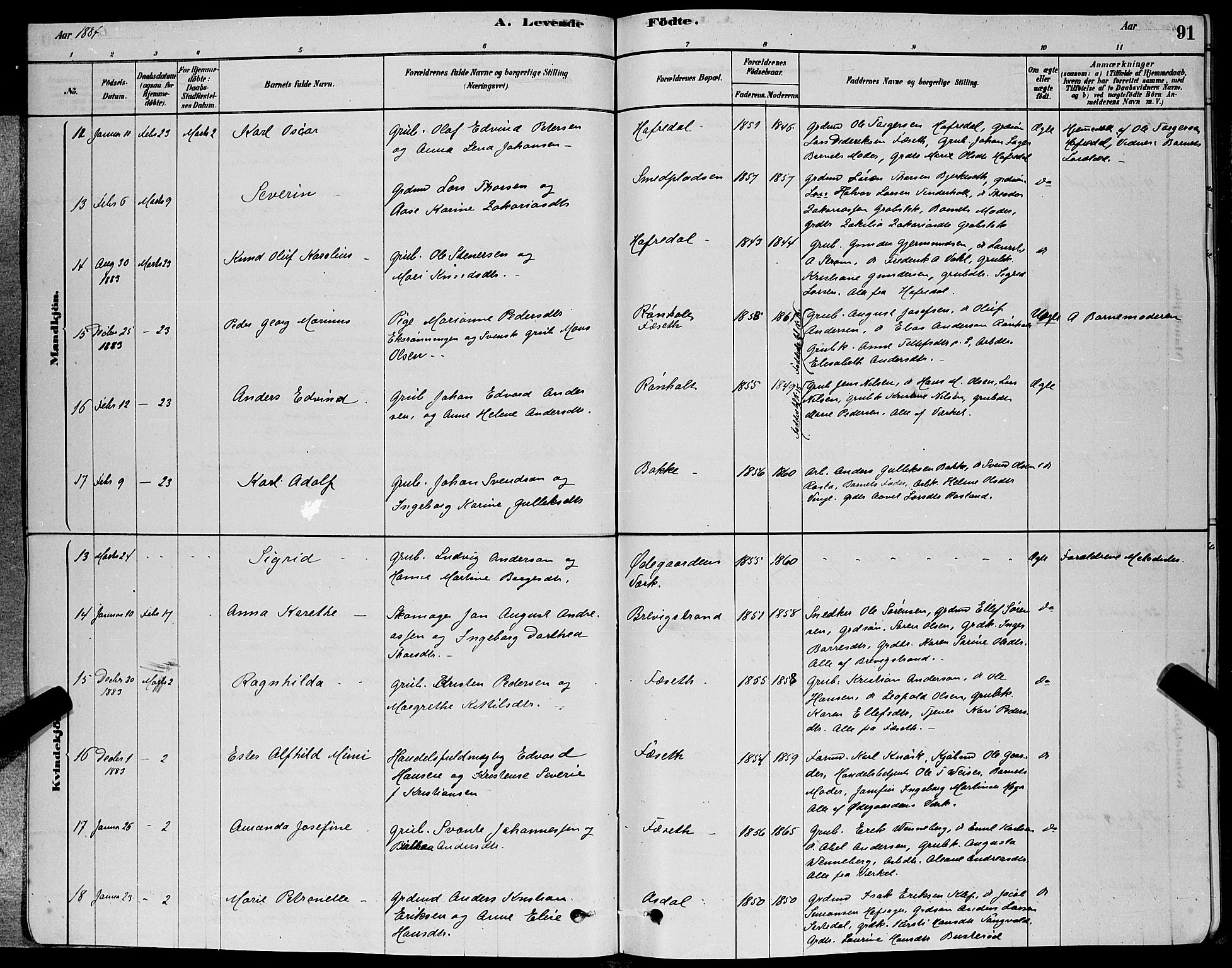 Bamble kirkebøker, AV/SAKO-A-253/G/Ga/L0008: Klokkerbok nr. I 8, 1878-1888, s. 91