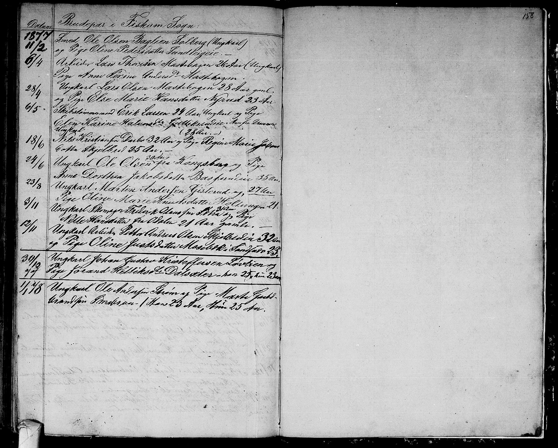 Fiskum kirkebøker, AV/SAKO-A-15/G/Ga/L0003: Klokkerbok nr. 3, 1851-1878, s. 158