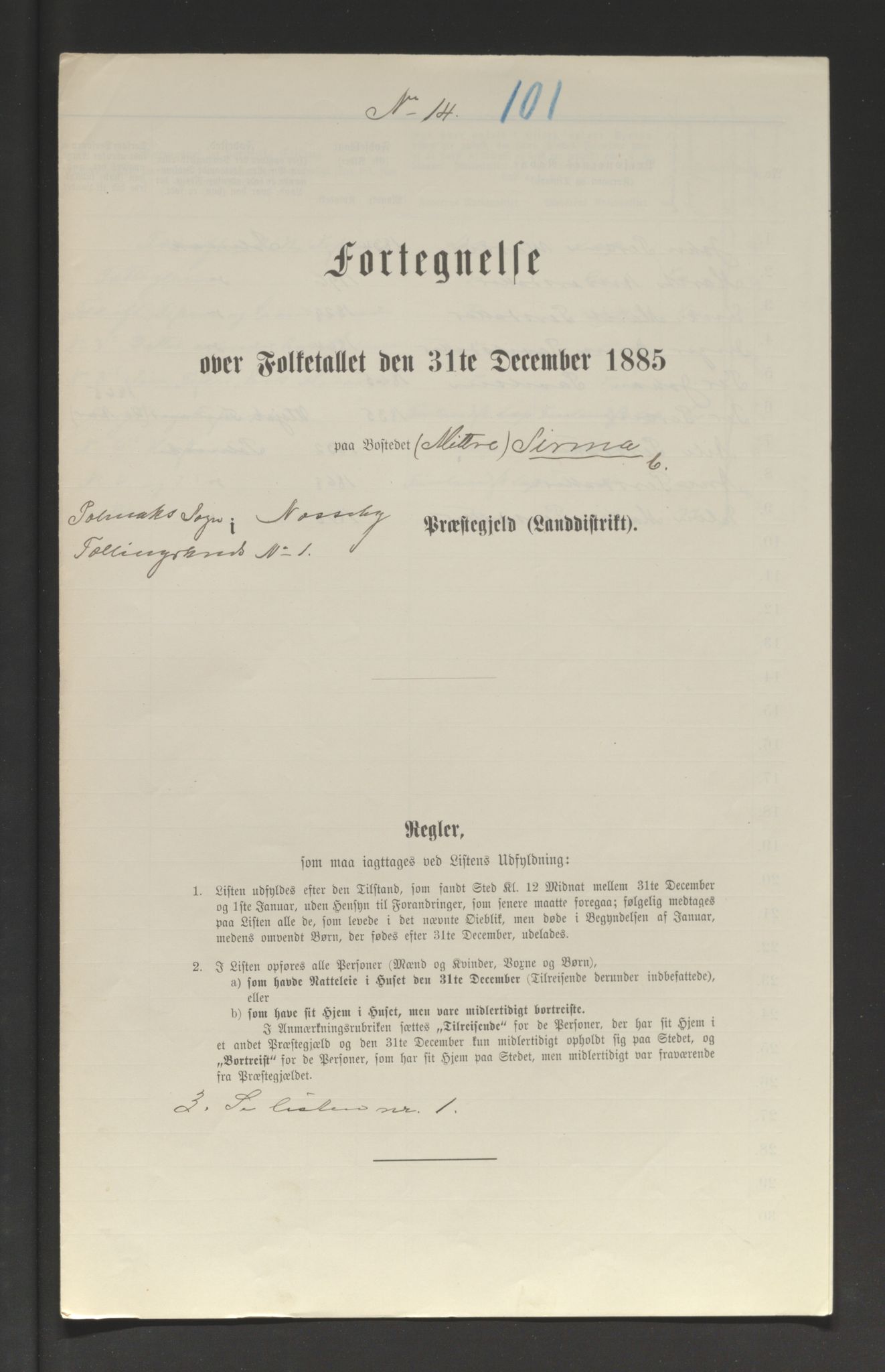 SATØ, Folketelling 1885 for 2027 Nesseby herred, 1885, s. 101a