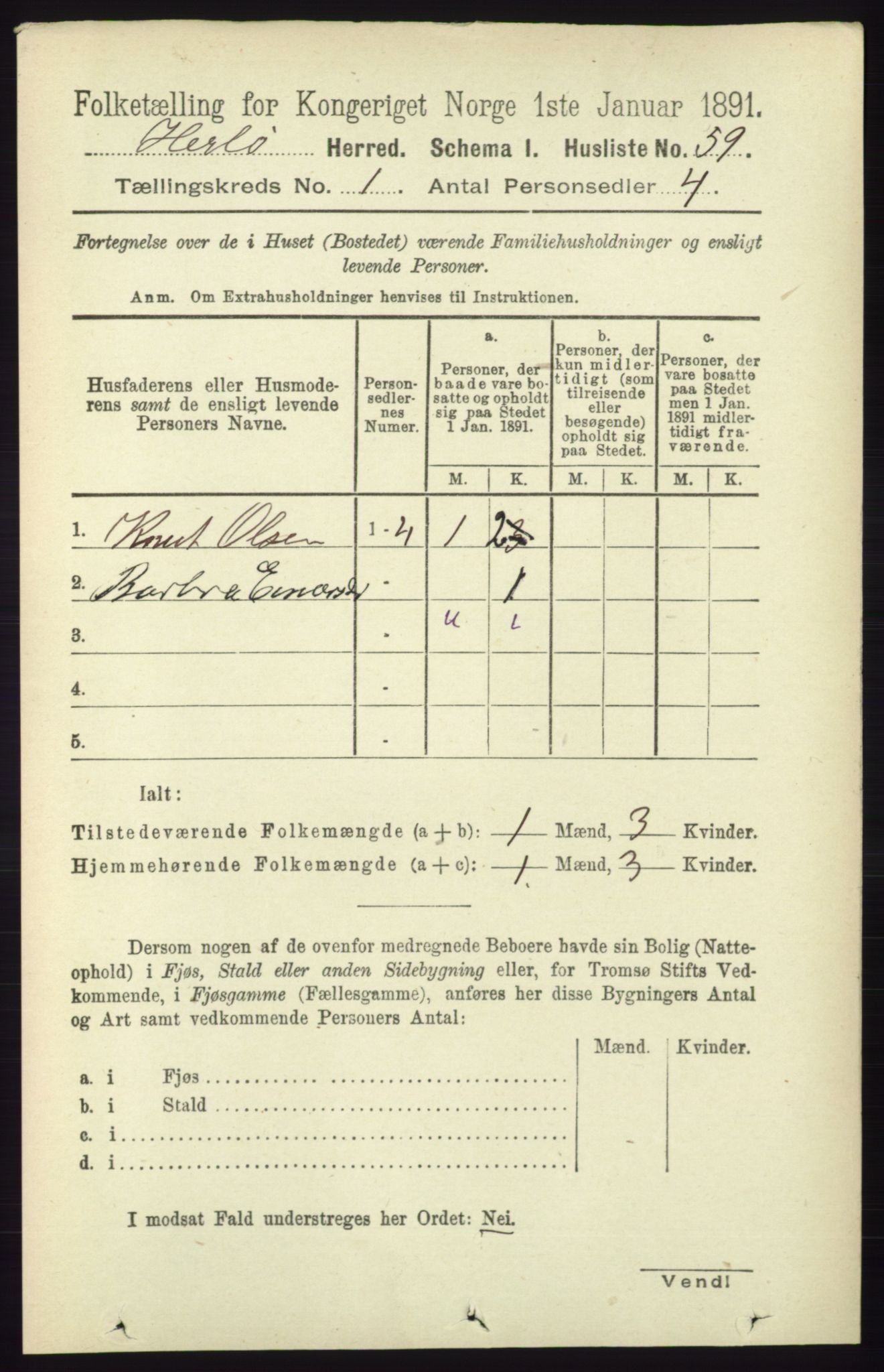 RA, Folketelling 1891 for 1258 Herdla herred, 1891, s. 81