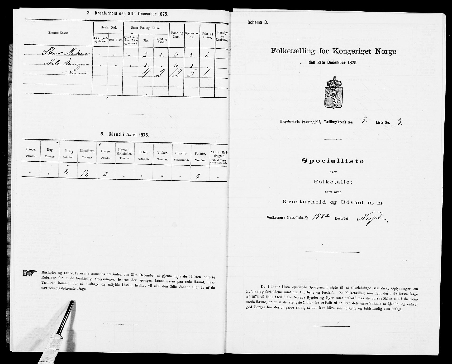 SAK, Folketelling 1875 for 1034P Hægebostad prestegjeld, 1875, s. 474