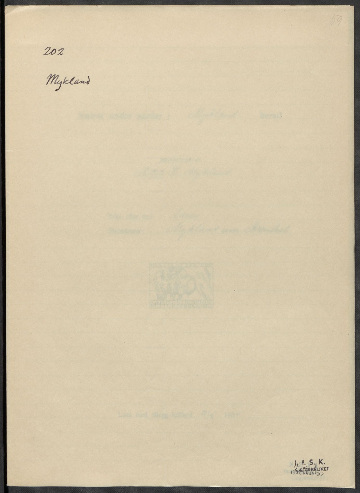 Instituttet for sammenlignende kulturforskning, AV/RA-PA-0424/F/Fc/L0008/0001: Eske B8: / Aust-Agder (perm XIX), 1932-1938, s. 59