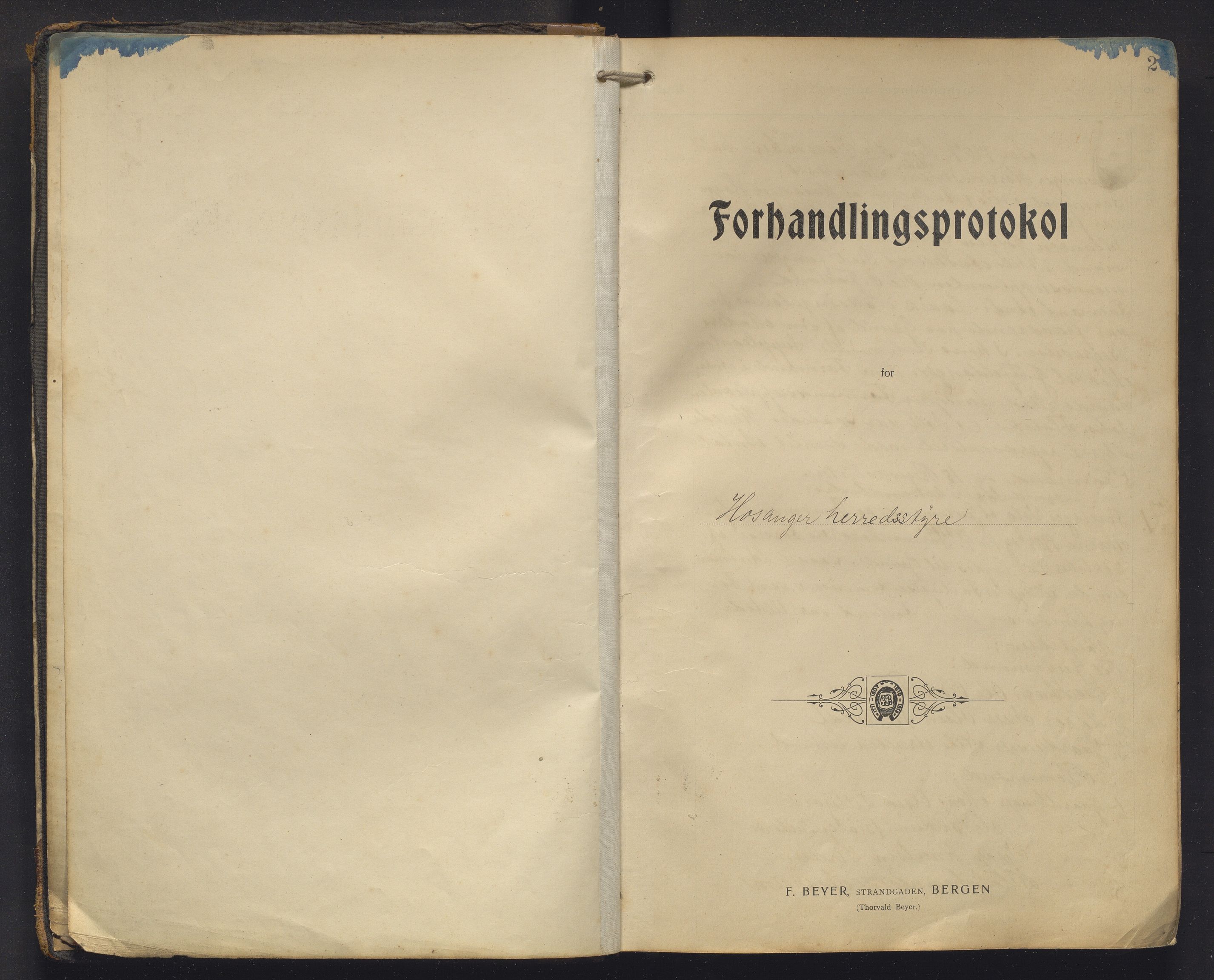 Hosanger kommune. Formannskapet, IKAH/1253a-021/A/Aa/L0004: Møtebok for Hosanger formannskap og heradsstyre , 1907-1917, s. 2