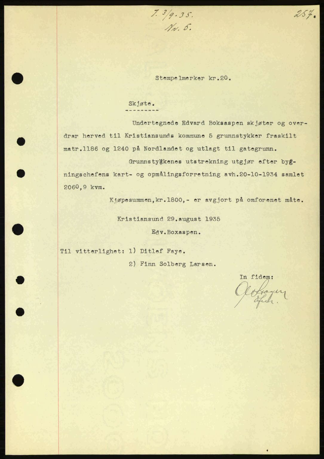 Kristiansund byfogd, SAT/A-4587/A/27: Pantebok nr. 28, 1934-1936, Tingl.dato: 03.09.1935
