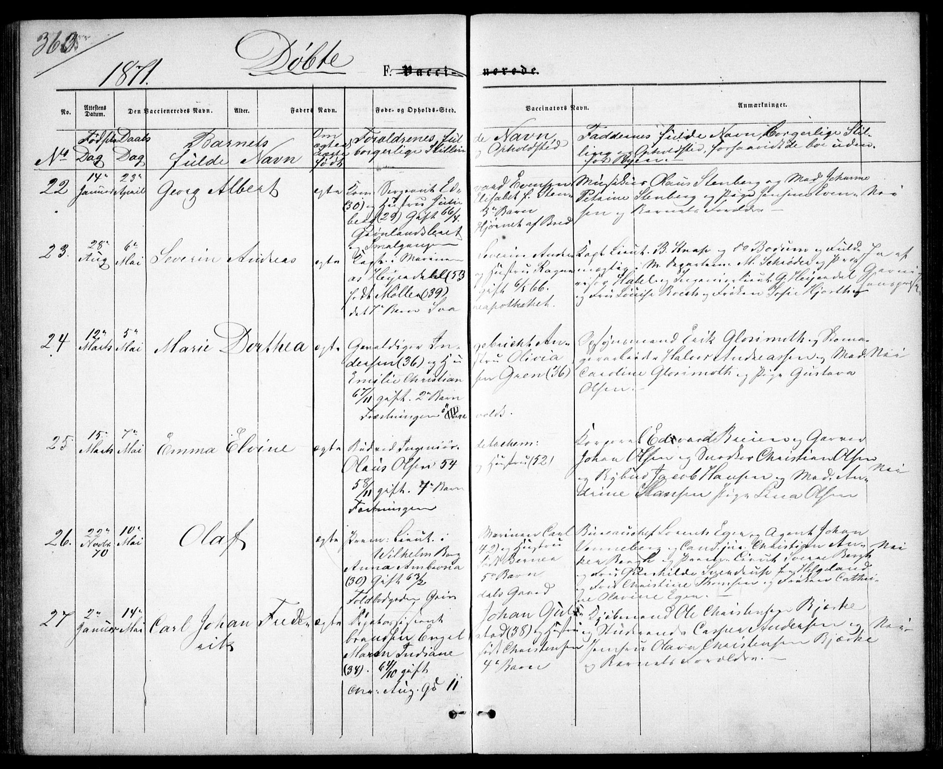 Garnisonsmenigheten Kirkebøker, AV/SAO-A-10846/G/Ga/L0006: Klokkerbok nr. 6, 1860-1880, s. 363