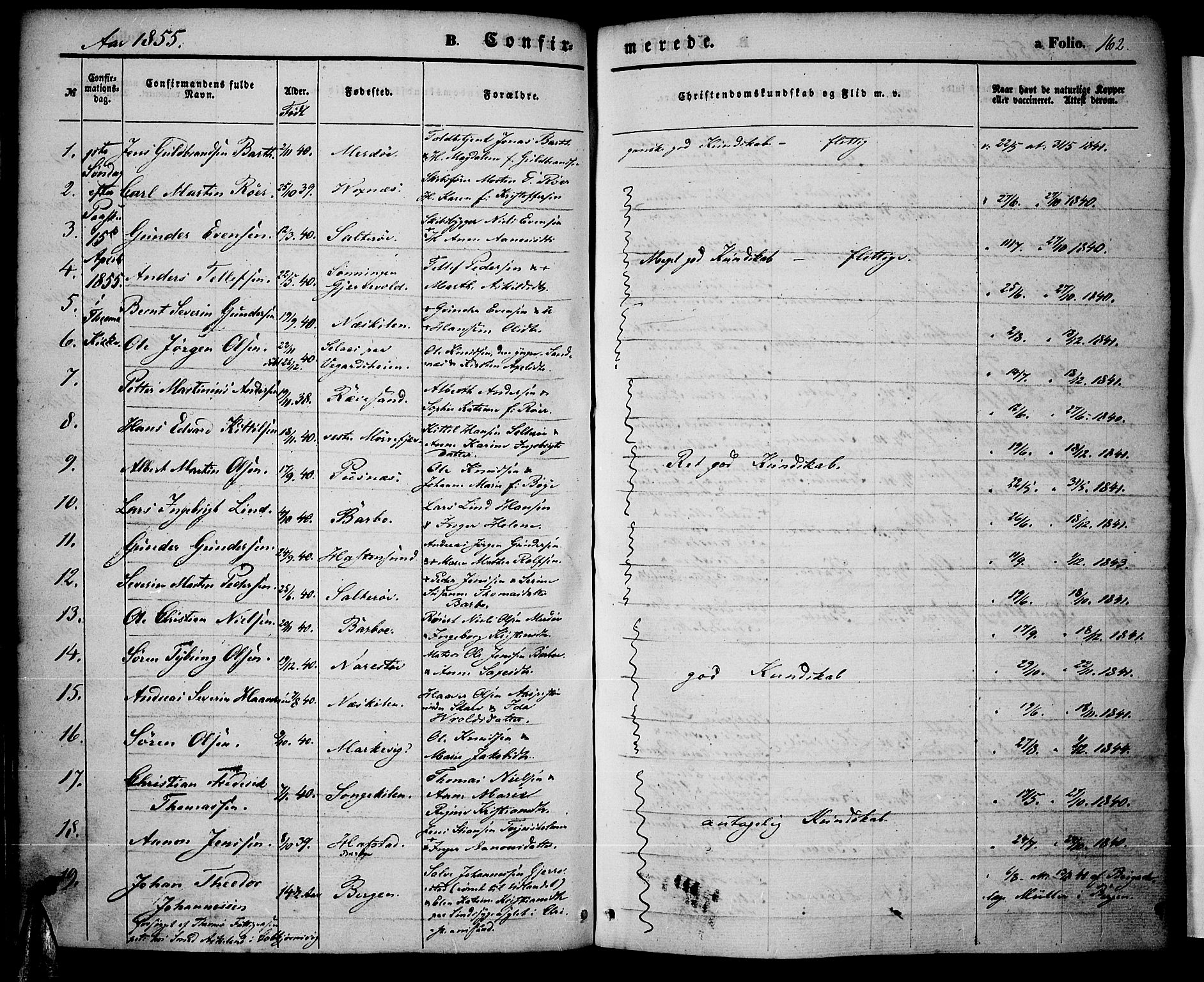 Tromøy sokneprestkontor, AV/SAK-1111-0041/F/Fa/L0005: Ministerialbok nr. A 5, 1847-1856, s. 162
