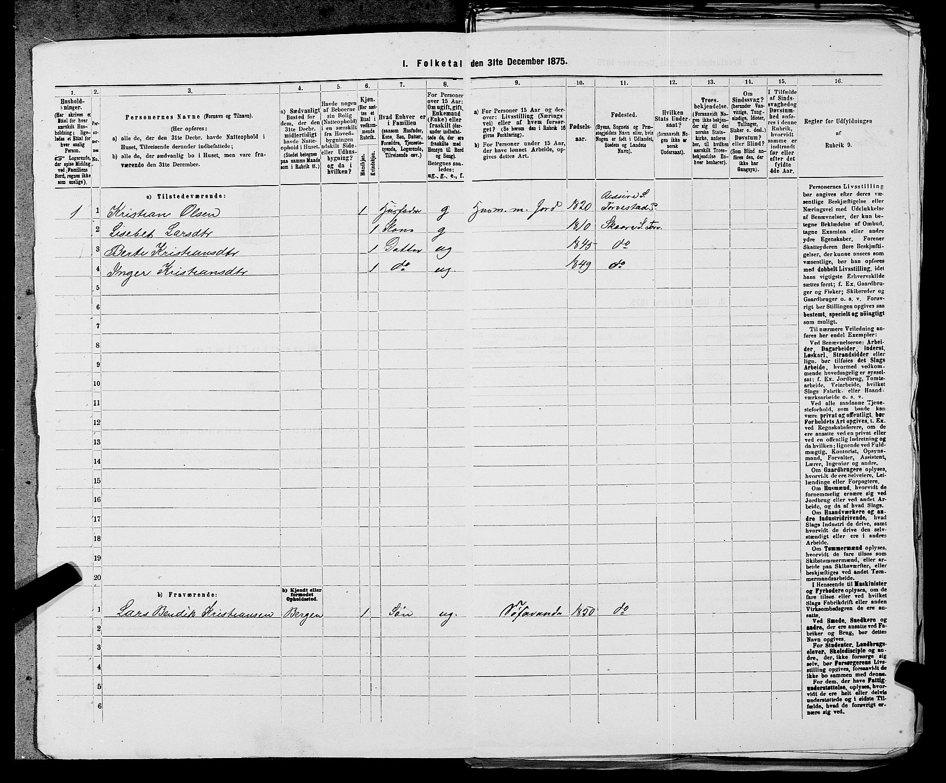 SAST, Folketelling 1875 for 1152L Torvastad prestegjeld, Torvastad sokn, Skåre sokn og Utsira sokn, 1875, s. 769