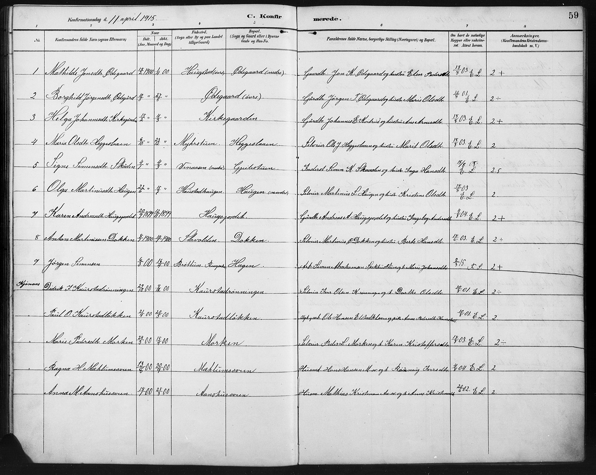 Ringebu prestekontor, AV/SAH-PREST-082/H/Ha/Hab/L0008: Klokkerbok nr. 8, 1890-1922, s. 59