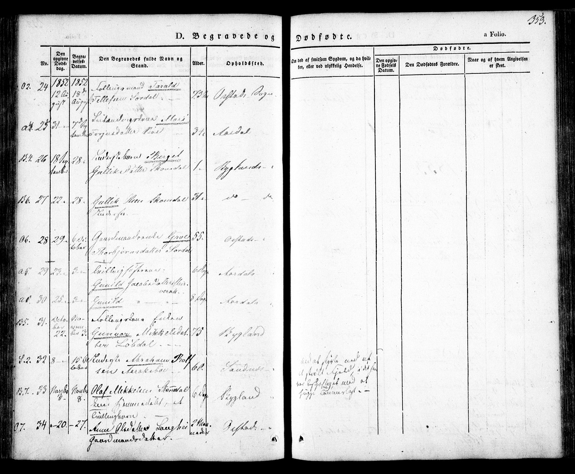 Bygland sokneprestkontor, AV/SAK-1111-0006/F/Fa/Fab/L0004: Ministerialbok nr. A 4, 1842-1858, s. 353