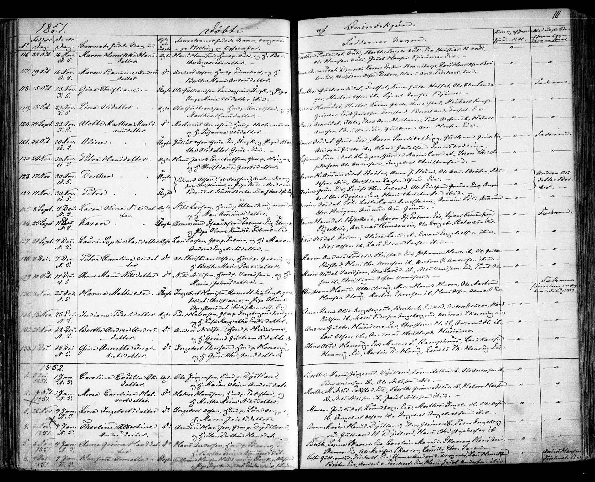 Nes prestekontor Kirkebøker, AV/SAO-A-10410/F/Fa/L0007: Ministerialbok nr. I 7, 1846-1858, s. 111