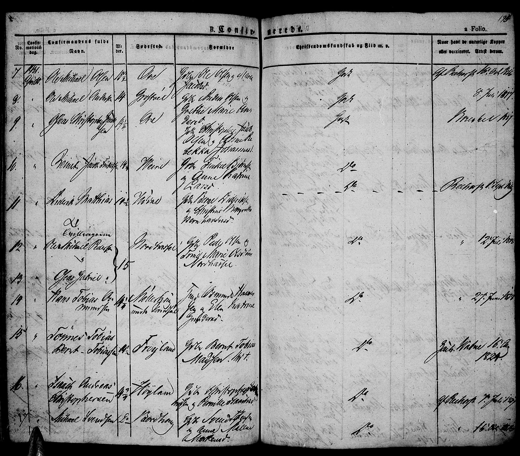 Lista sokneprestkontor, AV/SAK-1111-0027/F/Fa/L0008: Ministerialbok nr. A 8, 1823-1835, s. 195