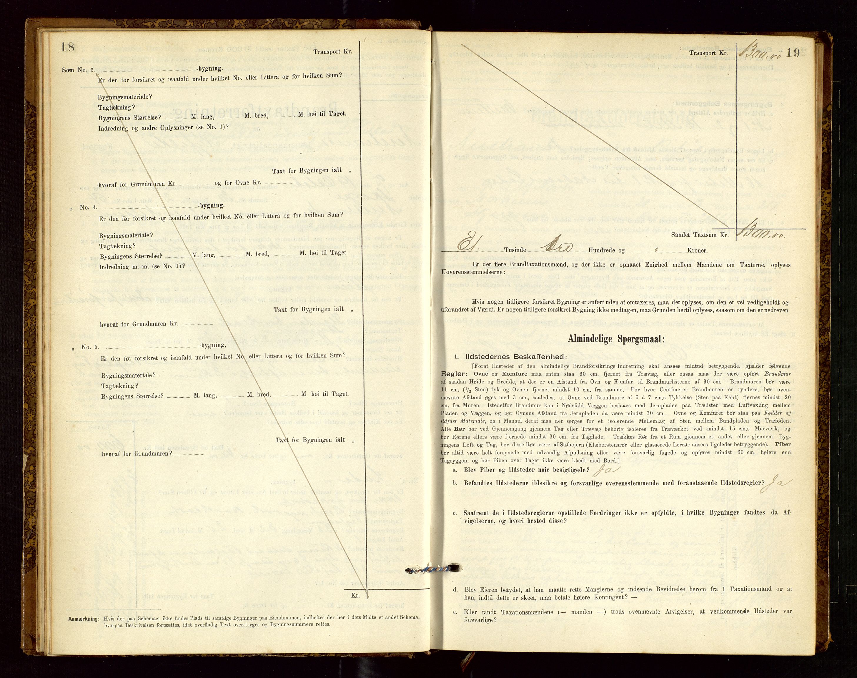 Nedstrand lensmannskontor, SAST/A-100236/Gob/L0001: "Brandtaxationsprotokol for Nerstrand Lensmandsdistrikt Ryfylke fogderi", 1895-1915, s. 18-19