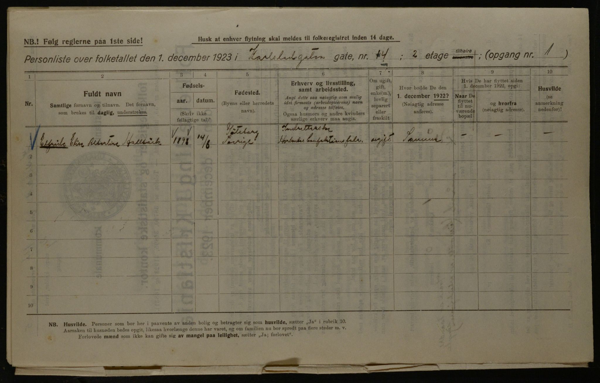 OBA, Kommunal folketelling 1.12.1923 for Kristiania, 1923, s. 54935