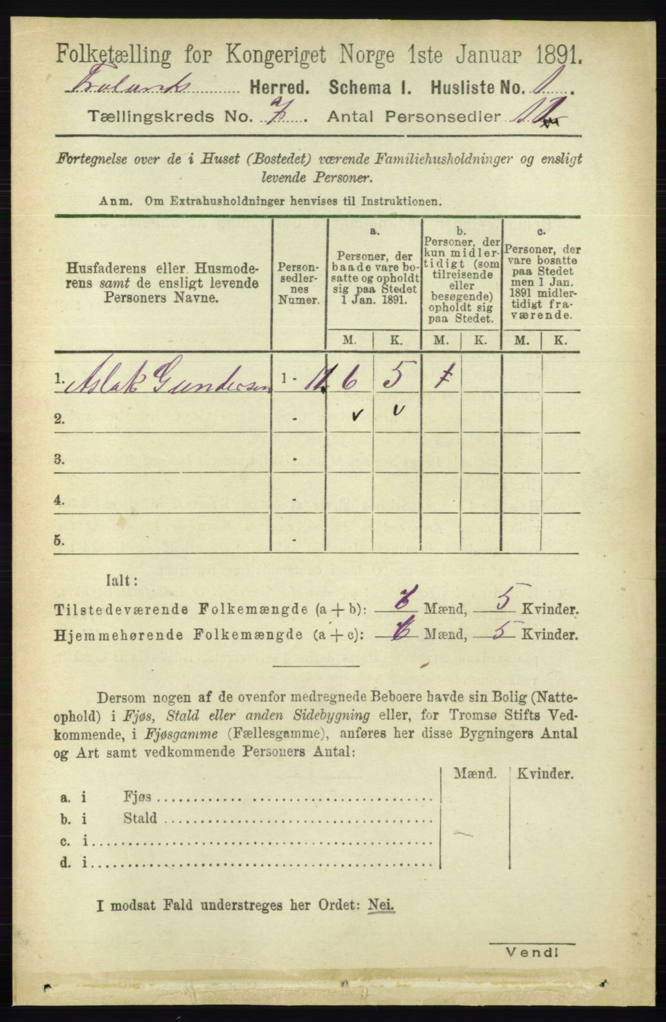 RA, Folketelling 1891 for 0919 Froland herred, 1891, s. 2625