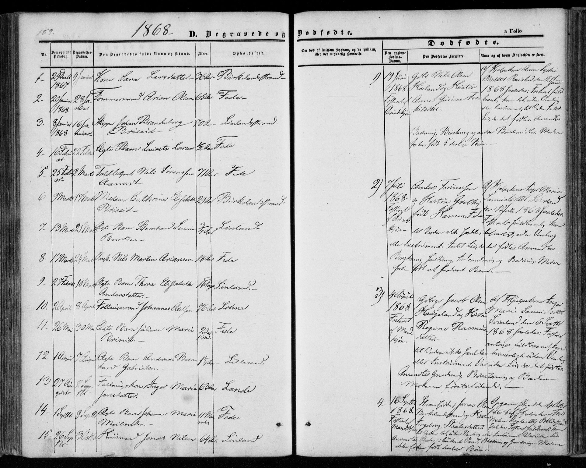 Kvinesdal sokneprestkontor, SAK/1111-0026/F/Fa/Faa/L0002: Ministerialbok nr. A 2, 1850-1876, s. 189
