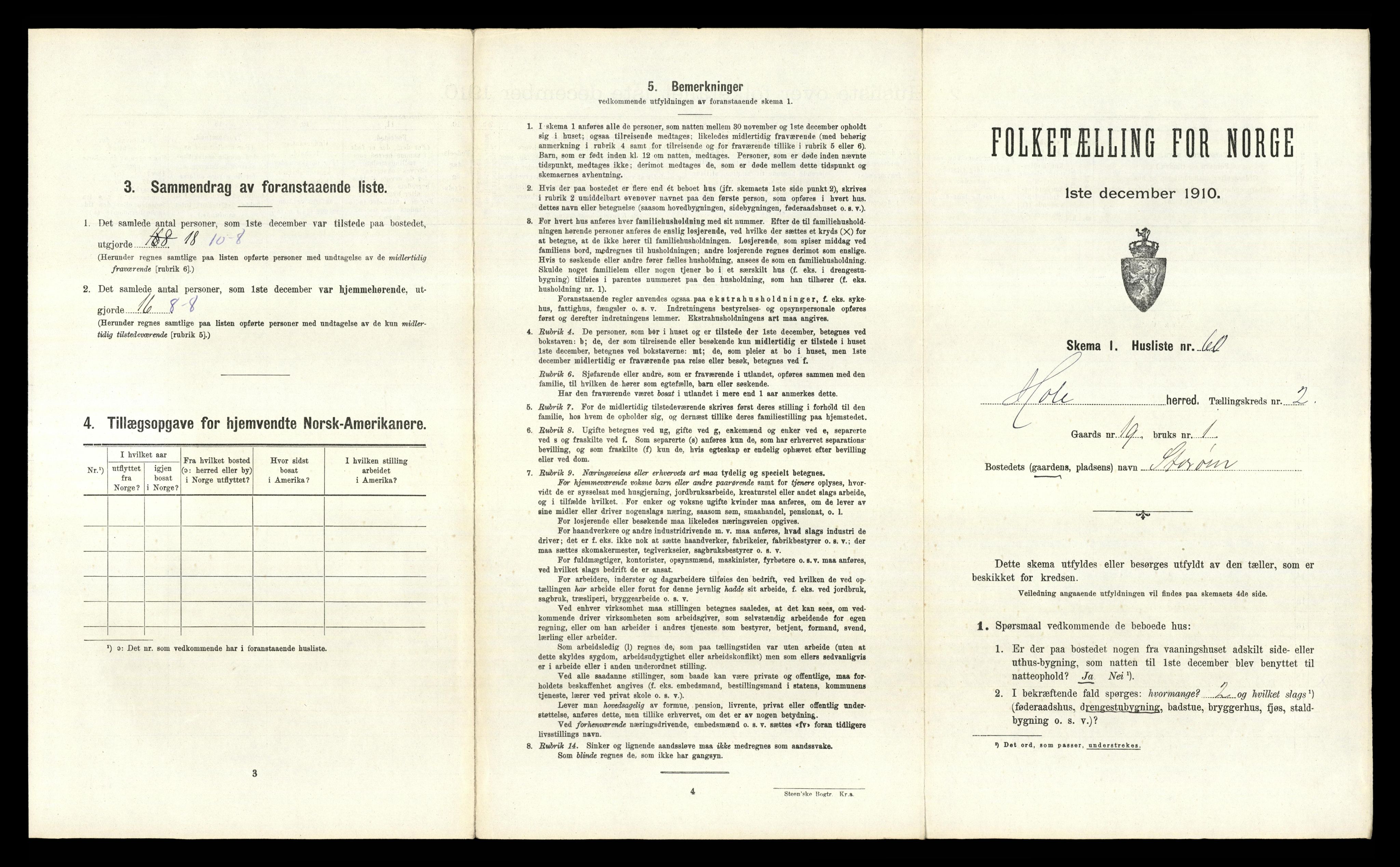 RA, Folketelling 1910 for 0612 Hole herred, 1910, s. 328