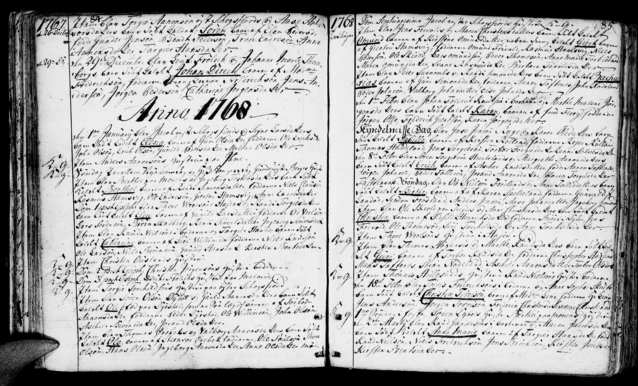 Mandal sokneprestkontor, SAK/1111-0030/F/Fa/Faa/L0003: Ministerialbok nr. A 3, 1748-1794, s. 84-85