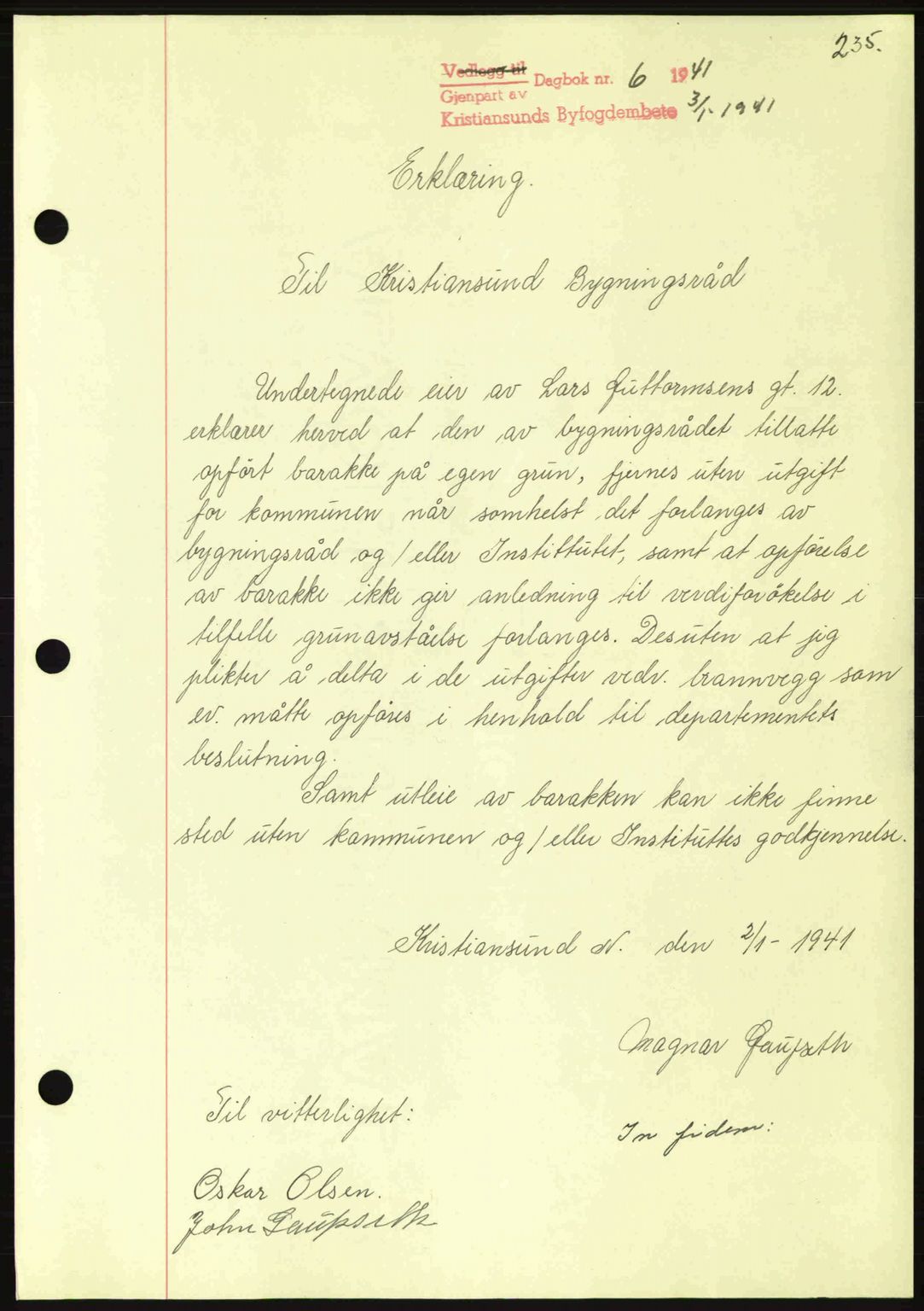 Kristiansund byfogd, SAT/A-4587/A/27: Pantebok nr. 33, 1939-1941, Dagboknr: 6/1941